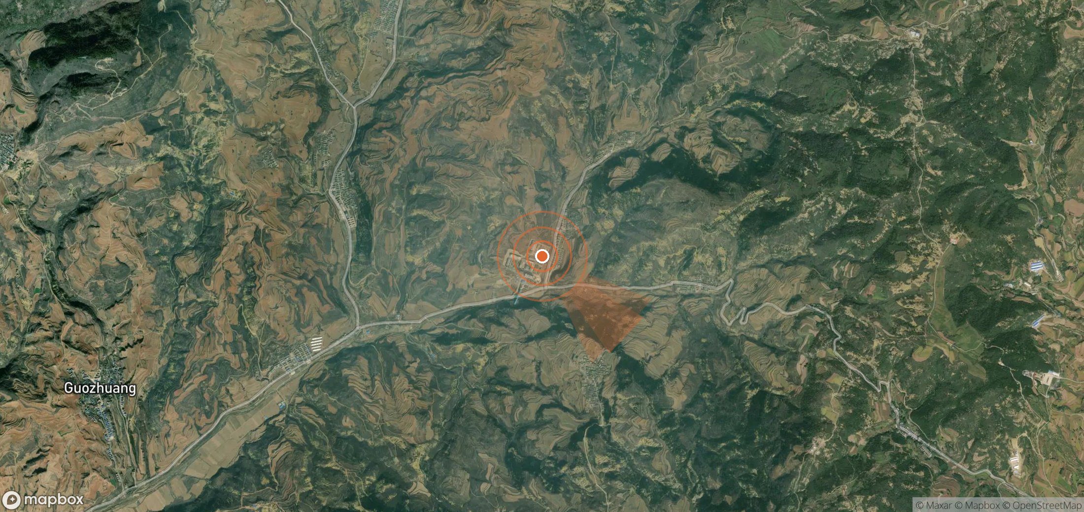 Satellite map of methane plume locations in China