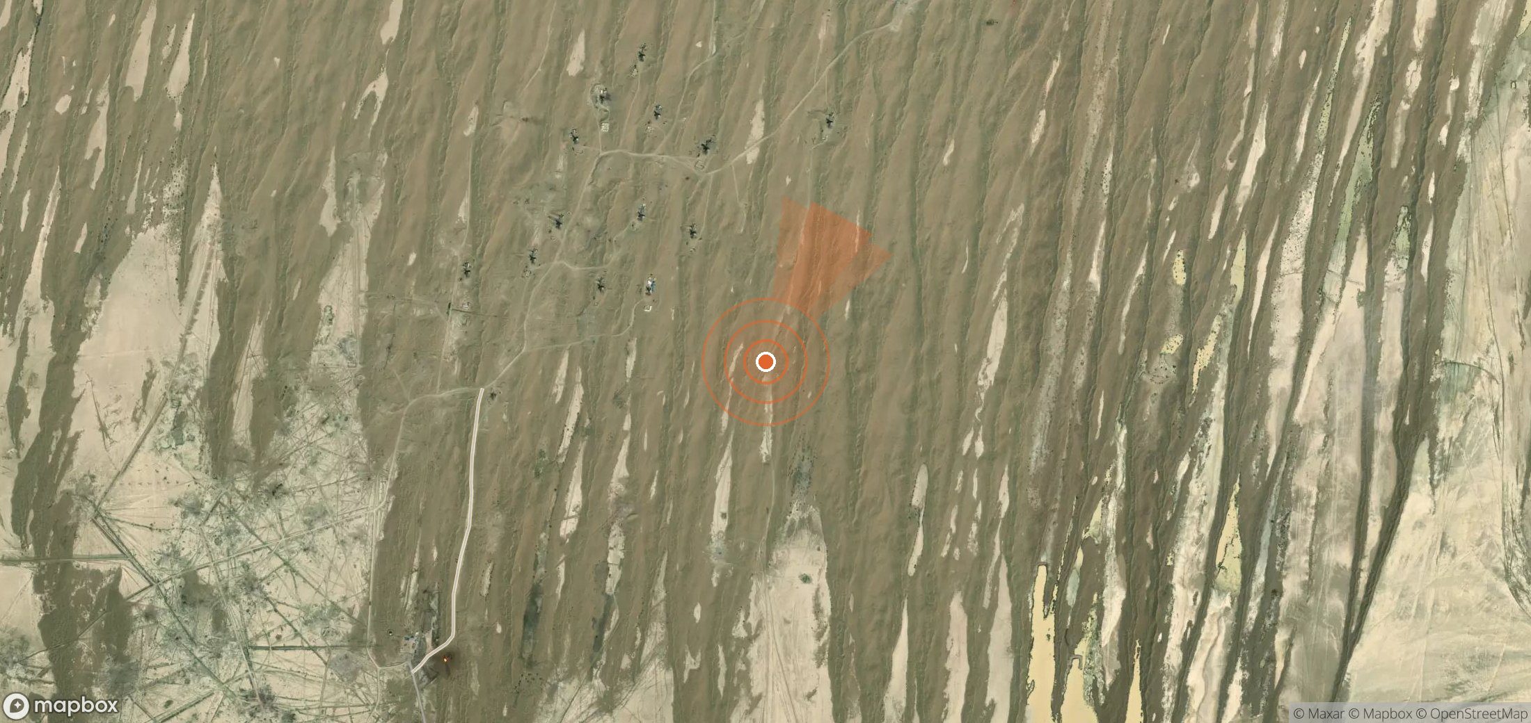Satellite map of methane plume locations in Turkmenistan
