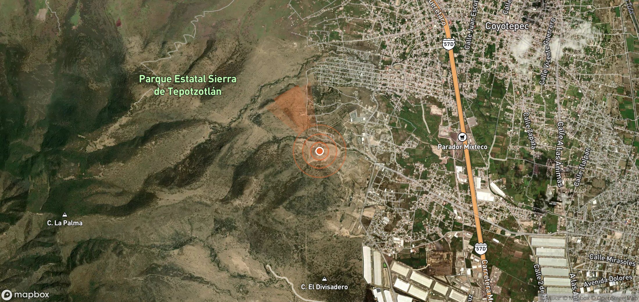 Satellite map of methane plume locations in Mexico