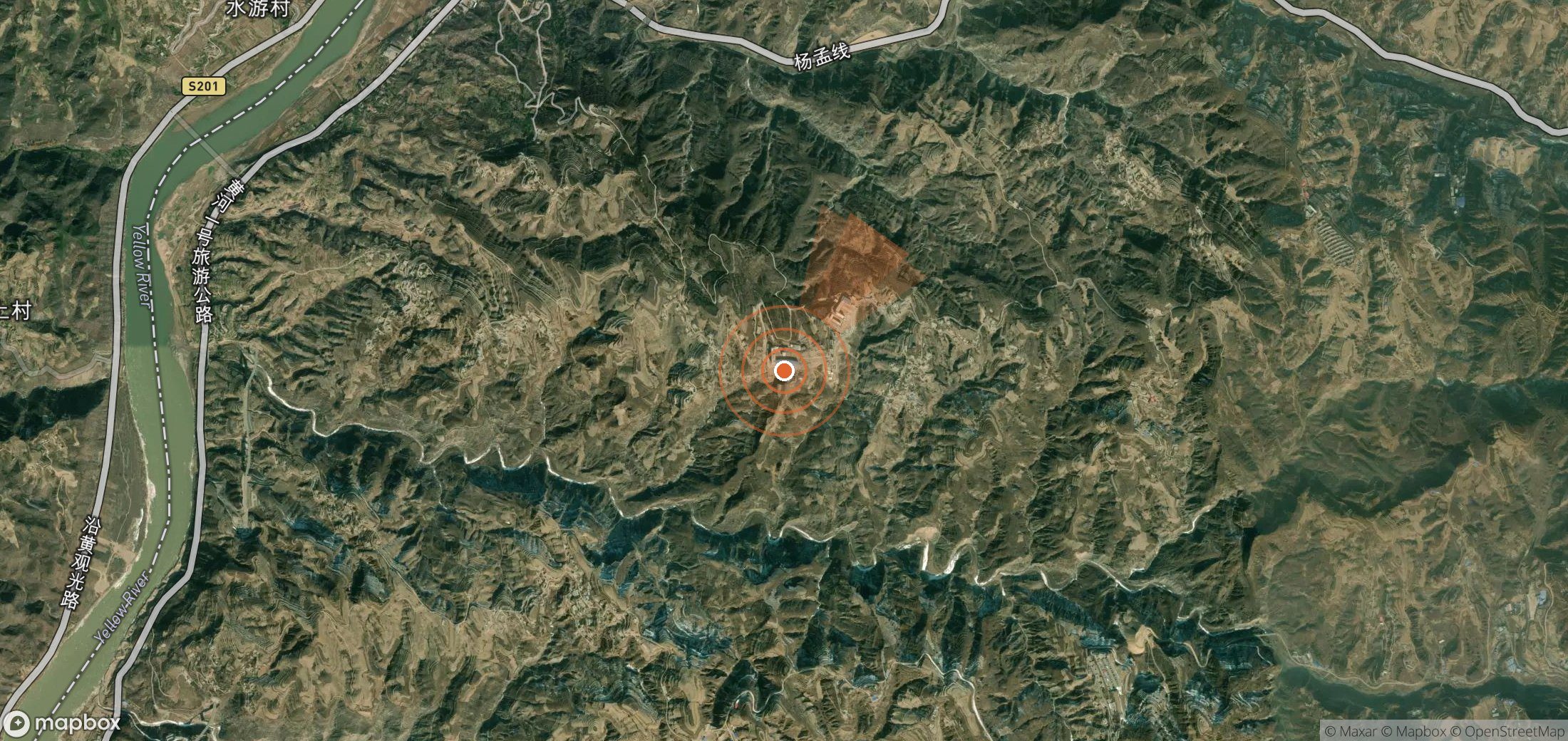 Satellite map of methane plume locations in China
