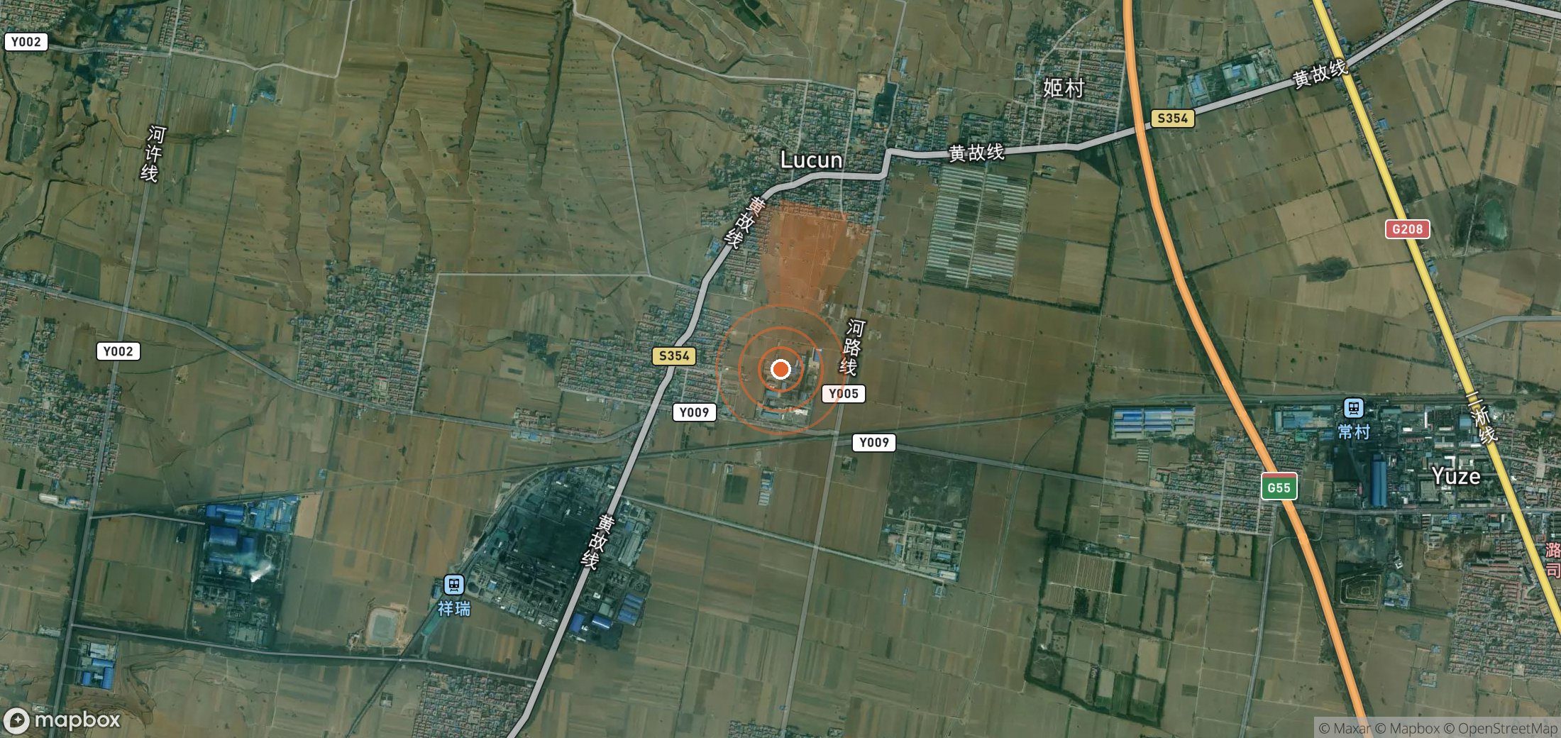 Satellite map of methane plume locations in China