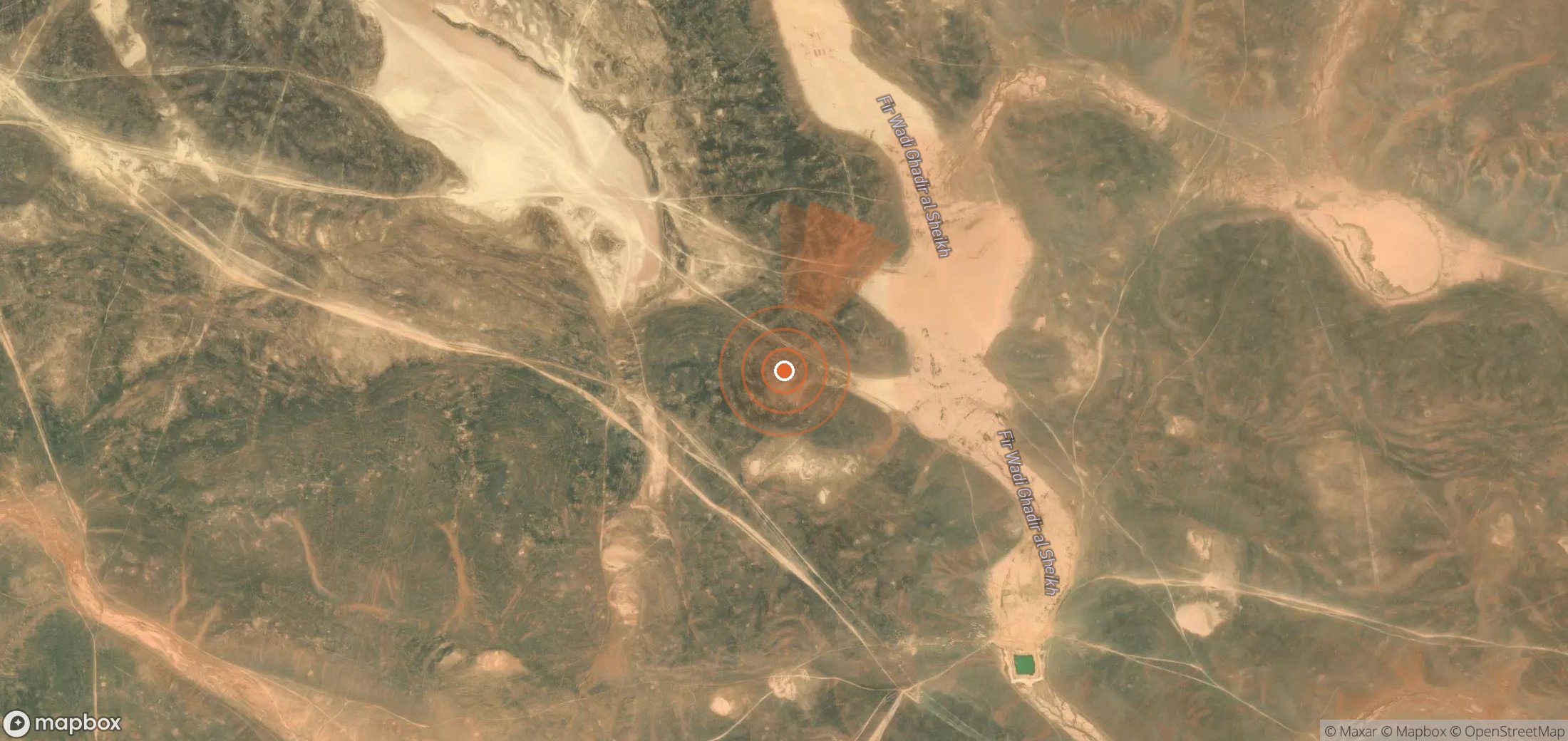 Satellite map of methane plume locations in Jordan