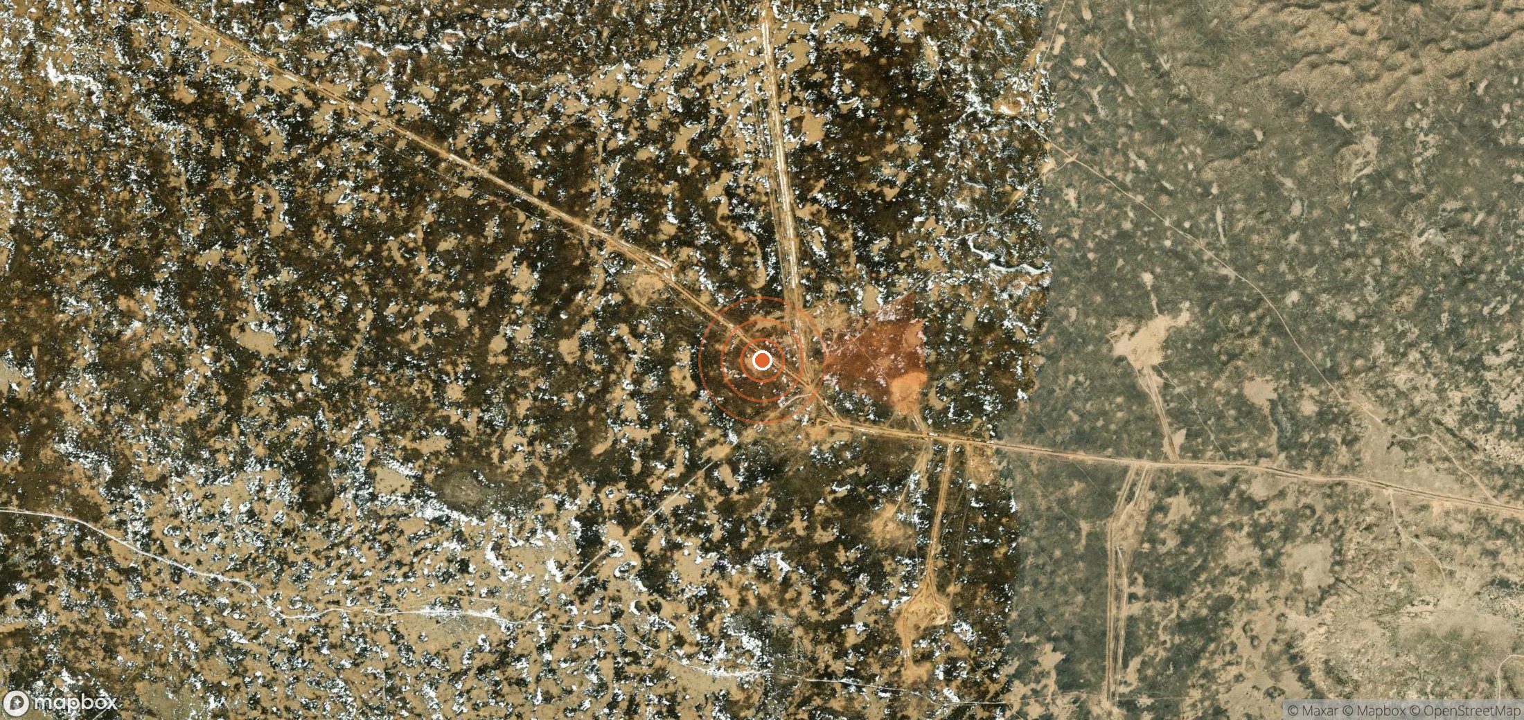 Satellite map of methane plume locations in Kazakhstan