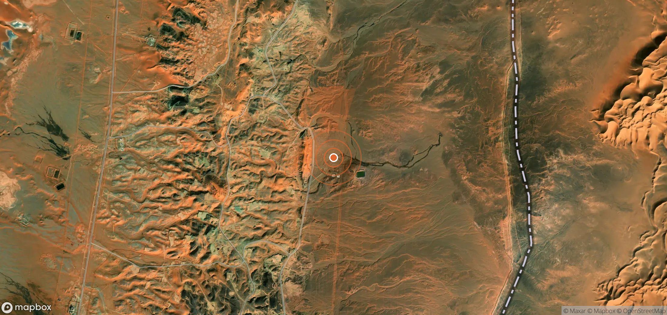 Satellite map of methane plume locations in Algeria