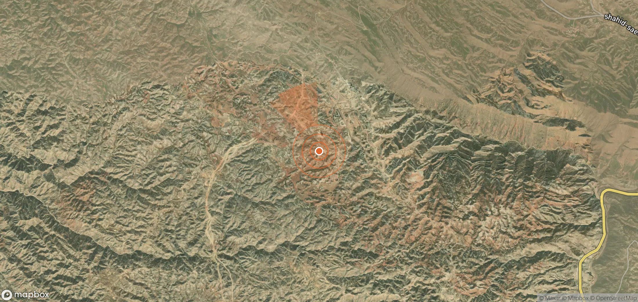 Satellite map of methane plume locations in Iran