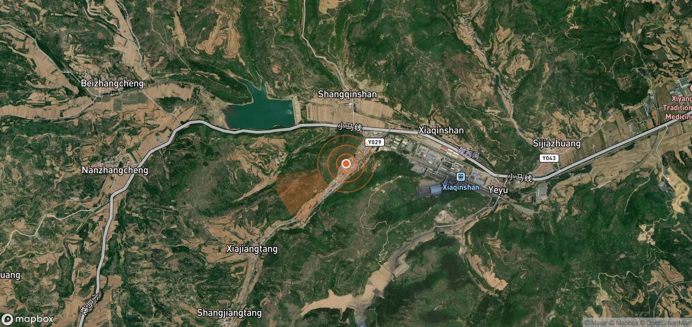 Satellite map of methane plume locations in China