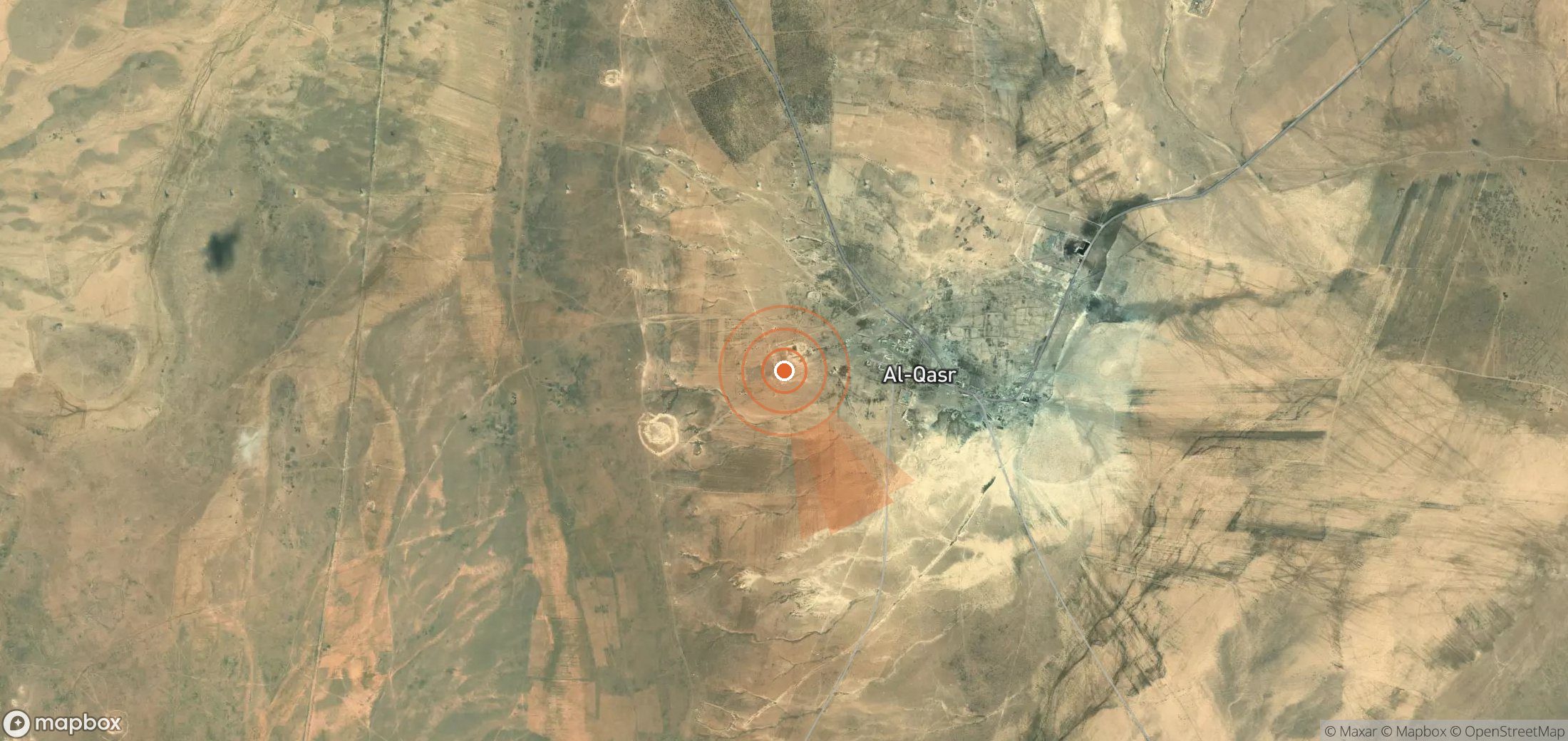 Satellite map of methane plume locations in Syria