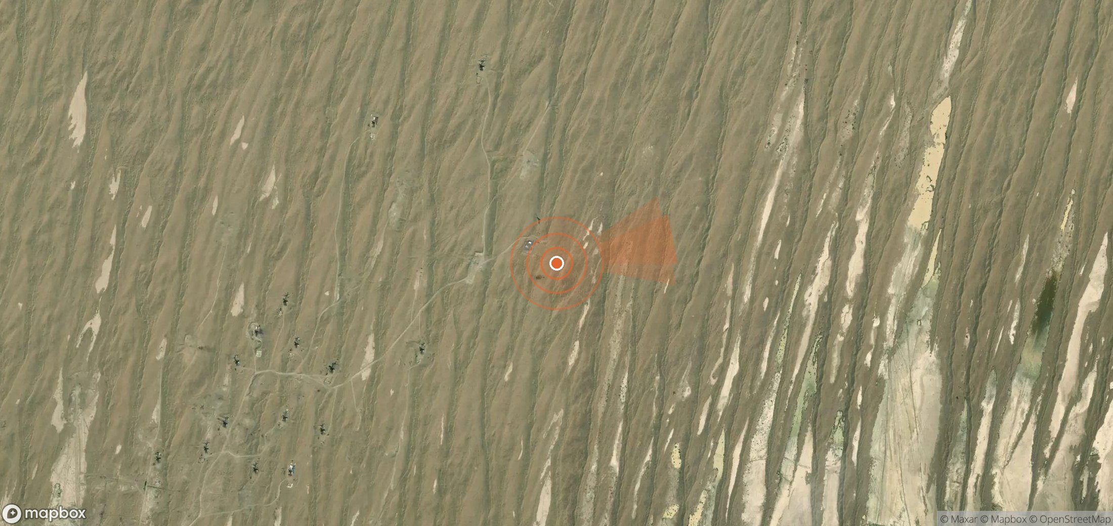 Mapa satelital de plumas de metano en Turkmenistán