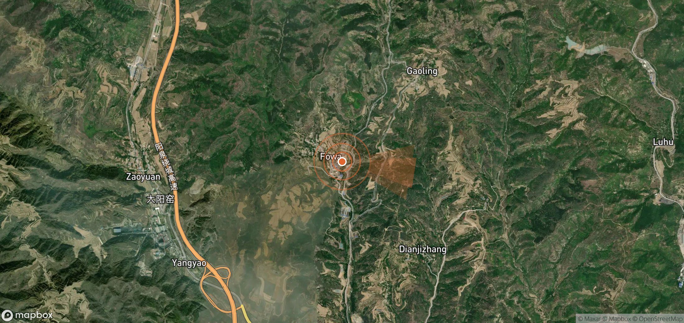 Satellite map of methane plume locations in China