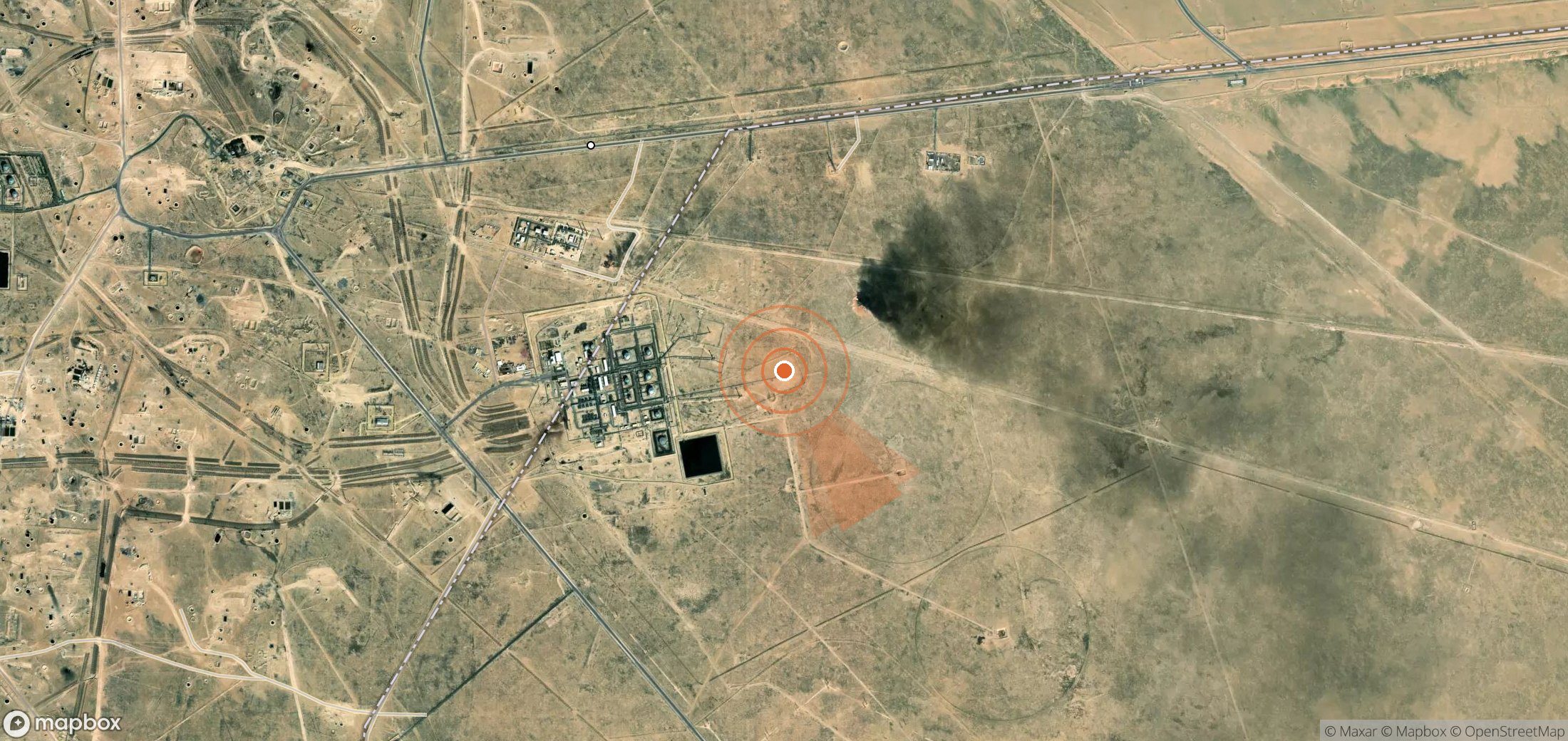 Mapa satelital de plumas de metano en Kuwait