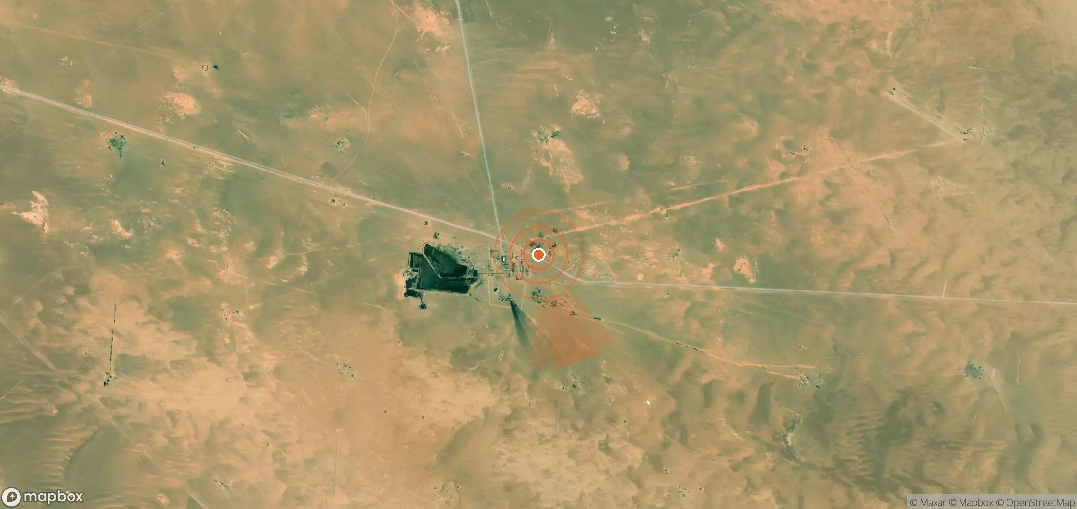 Satellite map of methane plume locations in Libya