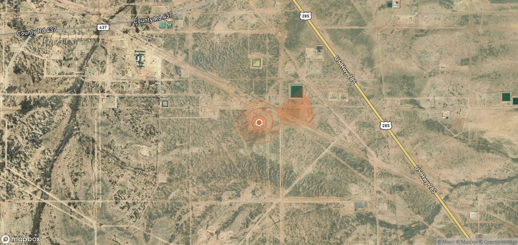 Satellite map of methane plume locations in United States