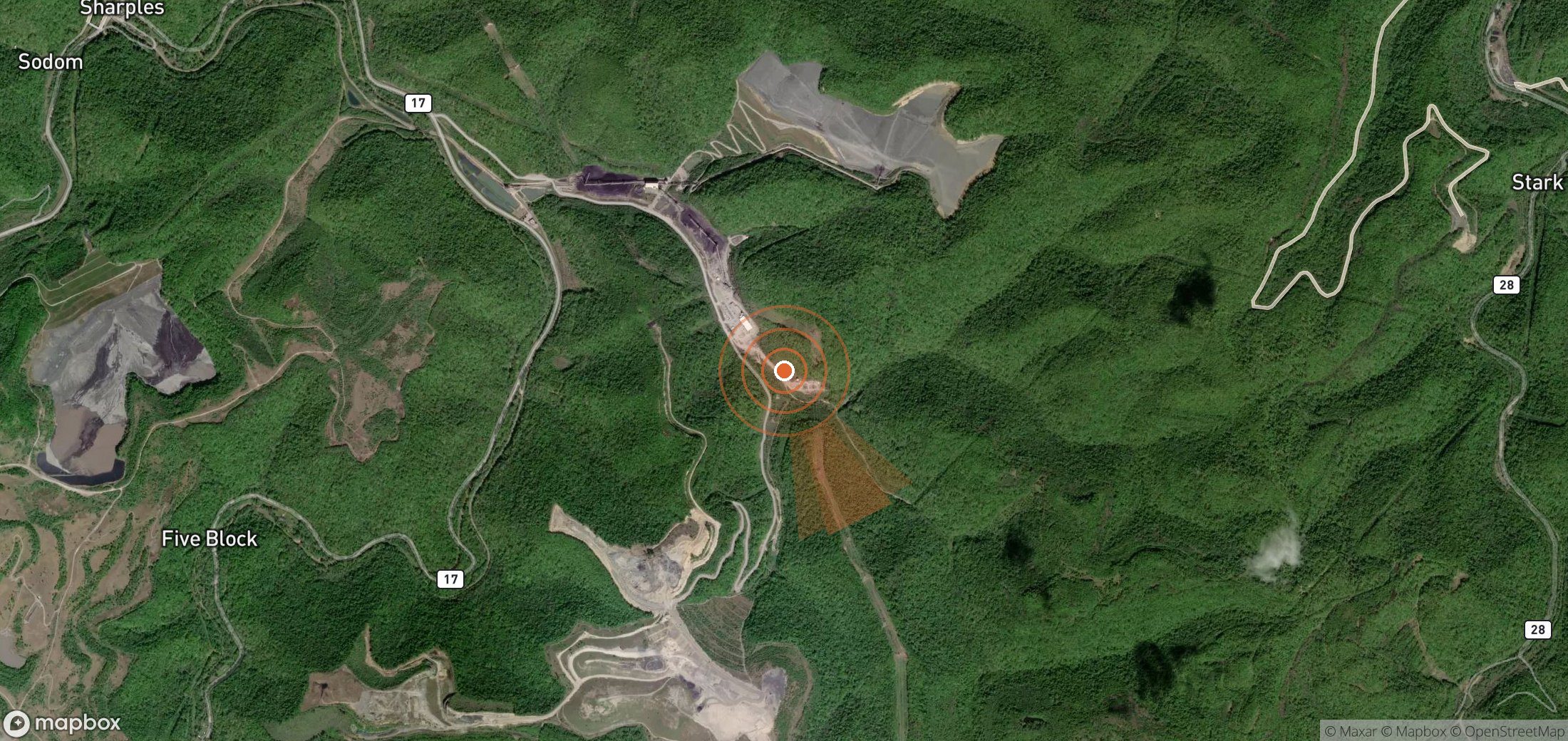 Mapa satelital de plumas de metano en Estados Unidos