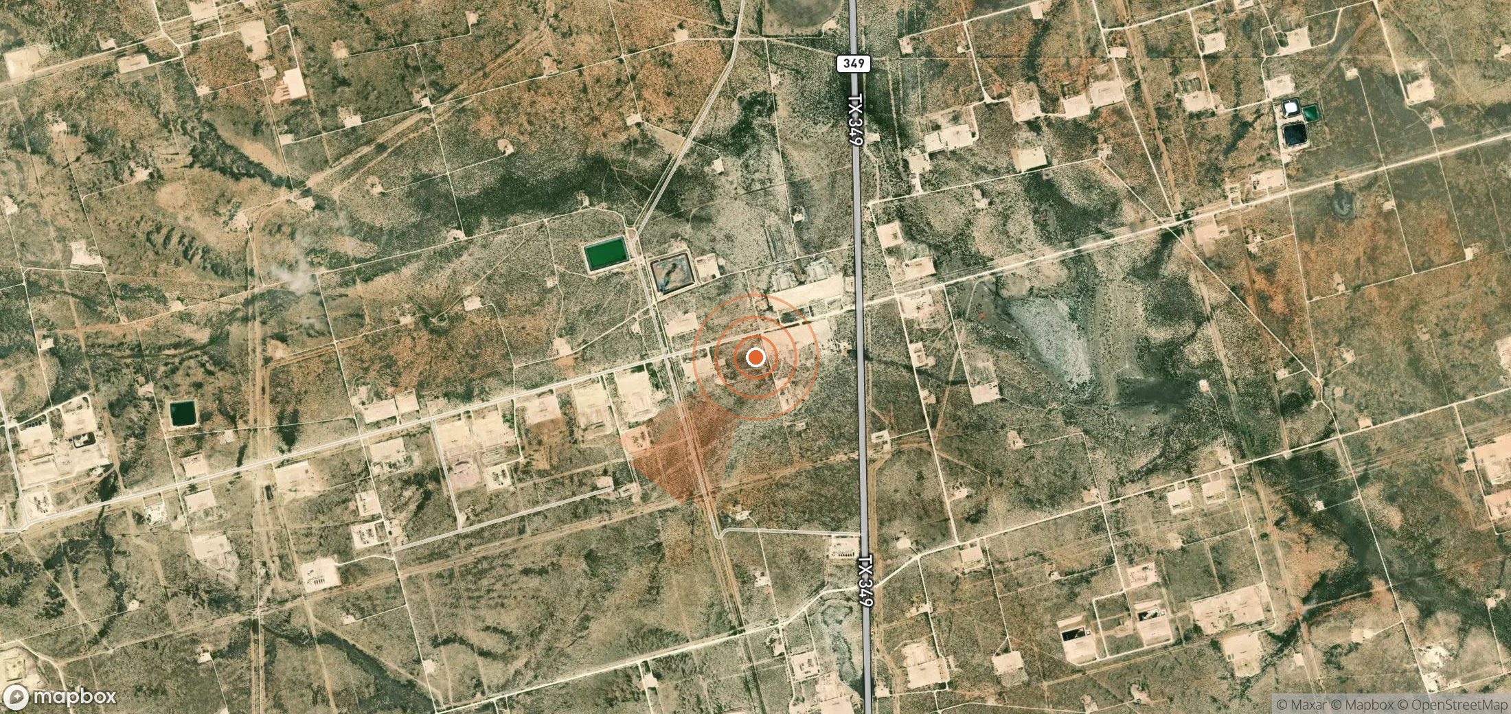 Satellite map of methane plume locations in United States