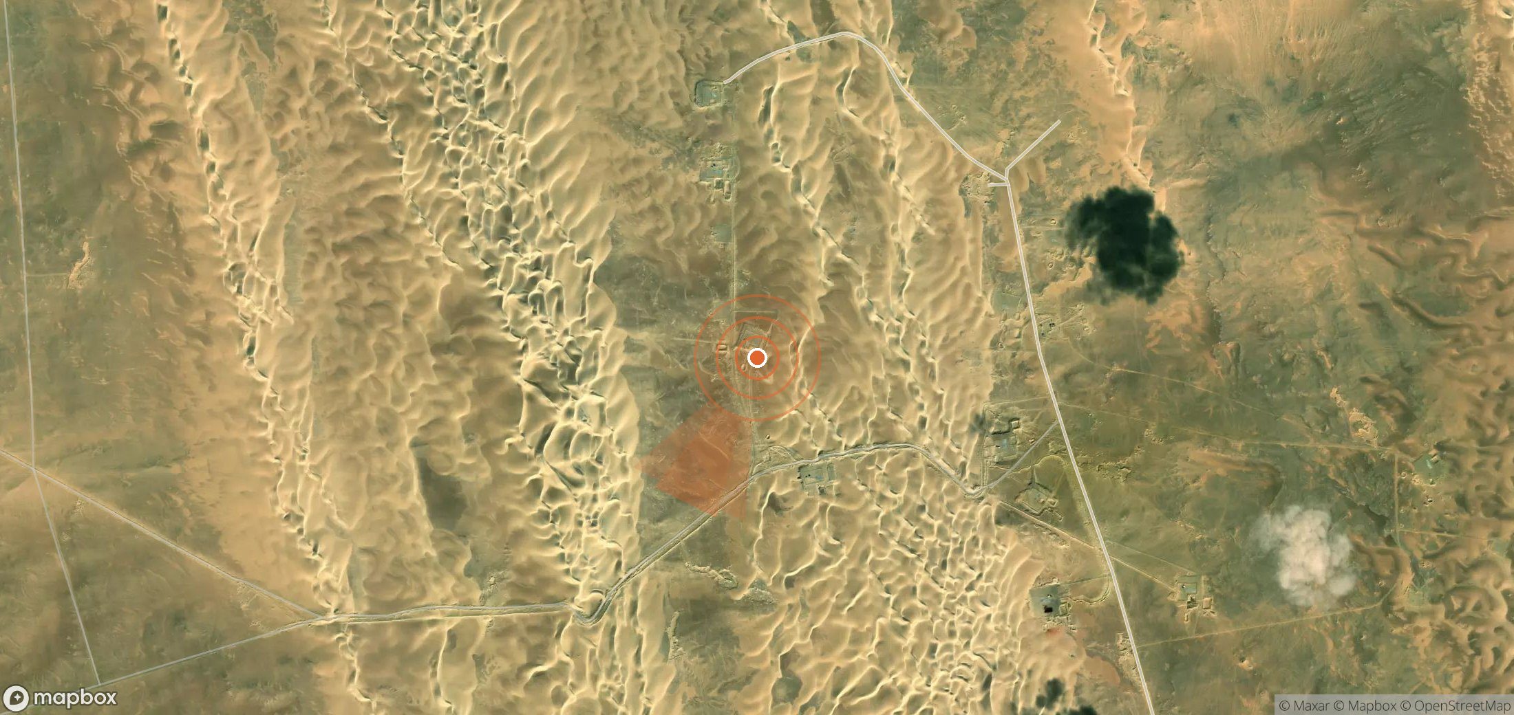 Satellite map of methane plume locations in Egypt