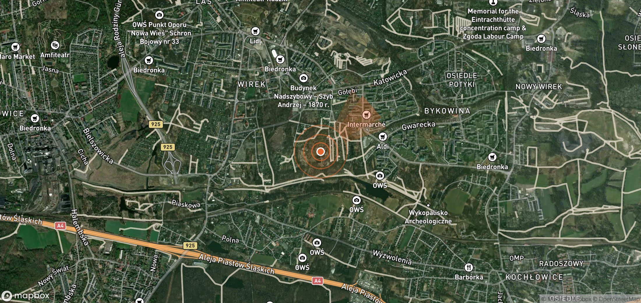 Satellite map of methane plume locations in Poland