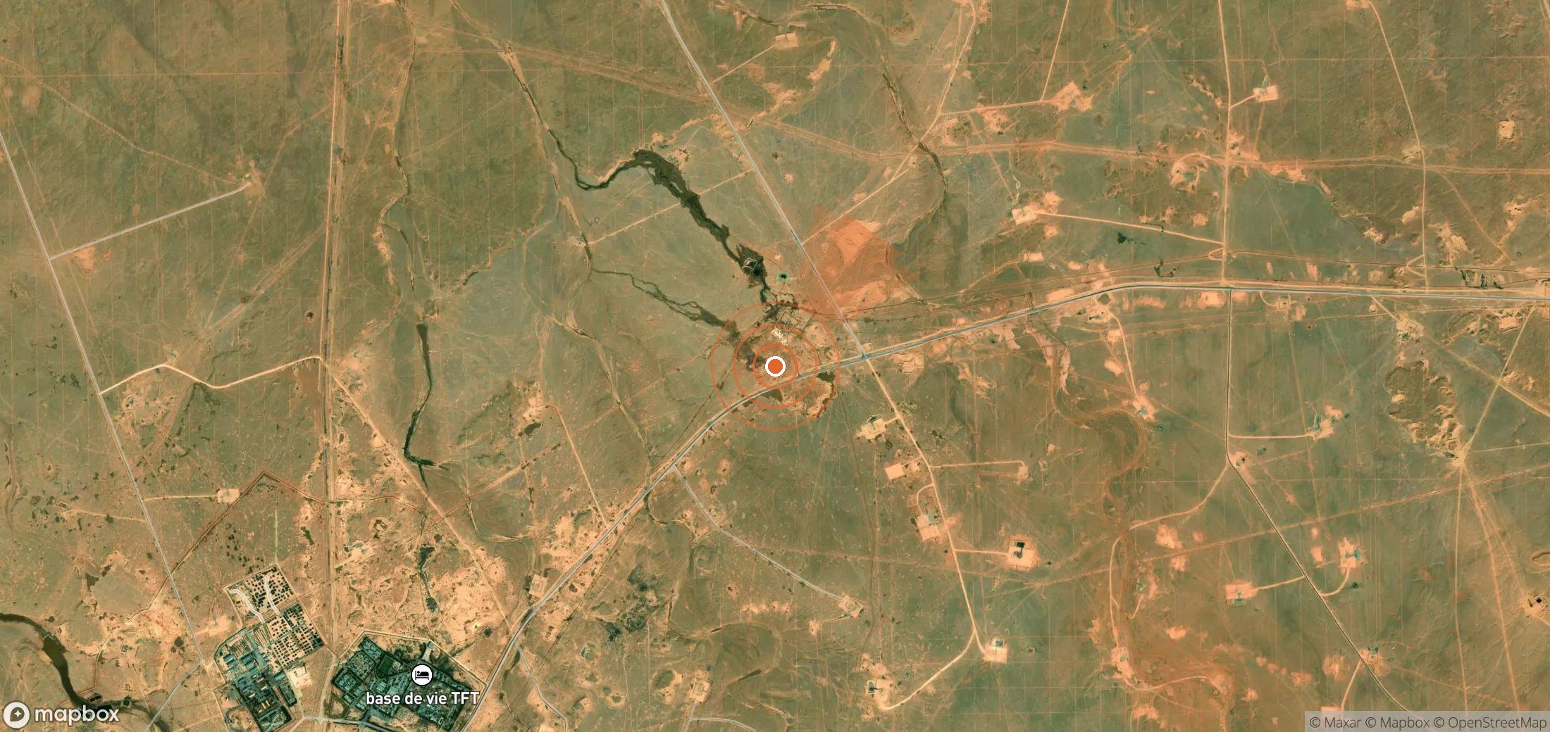 Satellite map of methane plume locations in Algeria