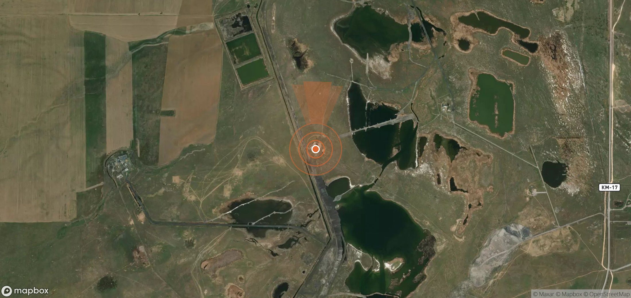 Satellite map of methane plume locations in Kazakhstan