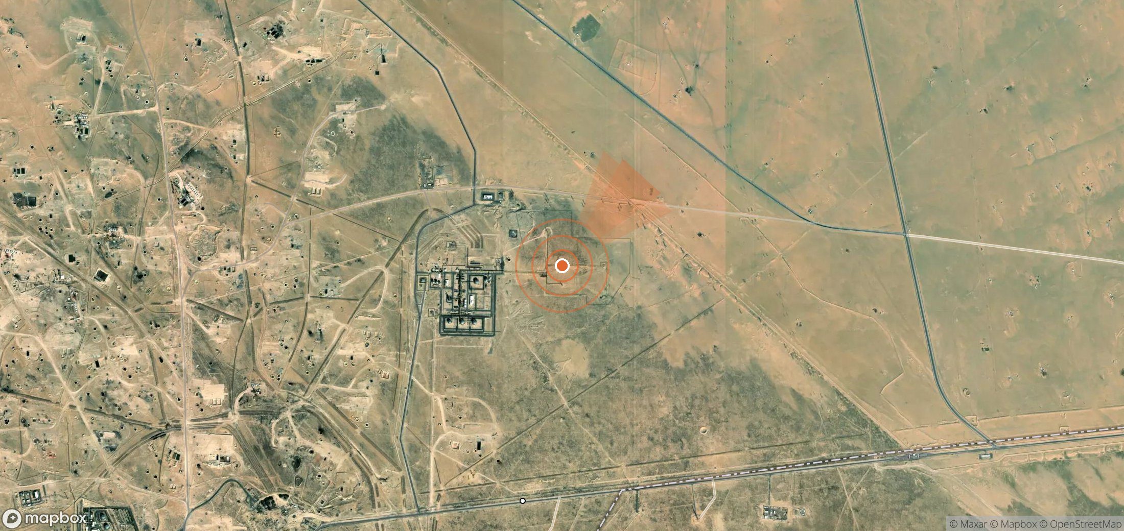 Mapa satelital de plumas de metano en Kuwait