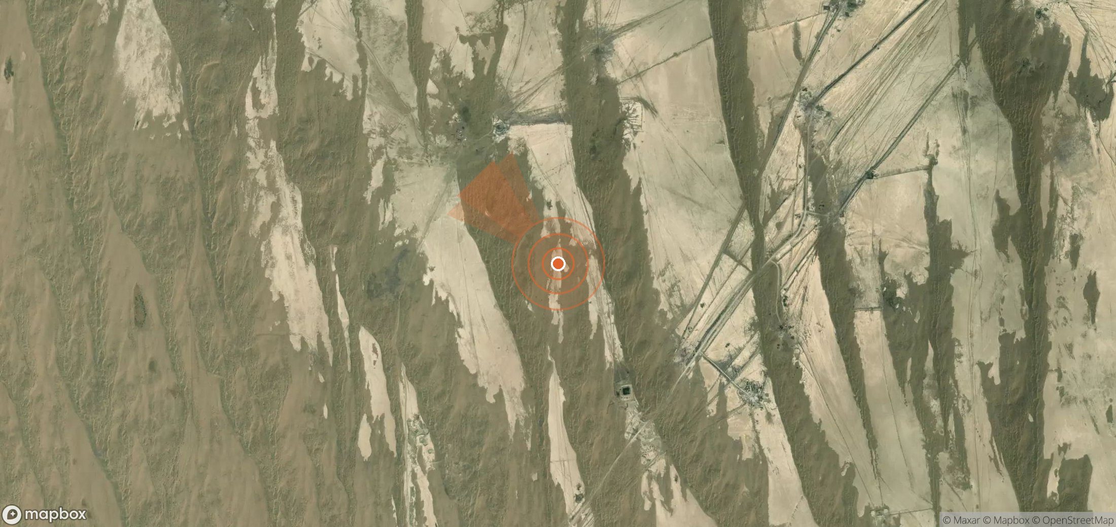 Satellite map of methane plume locations in Turkmenistan
