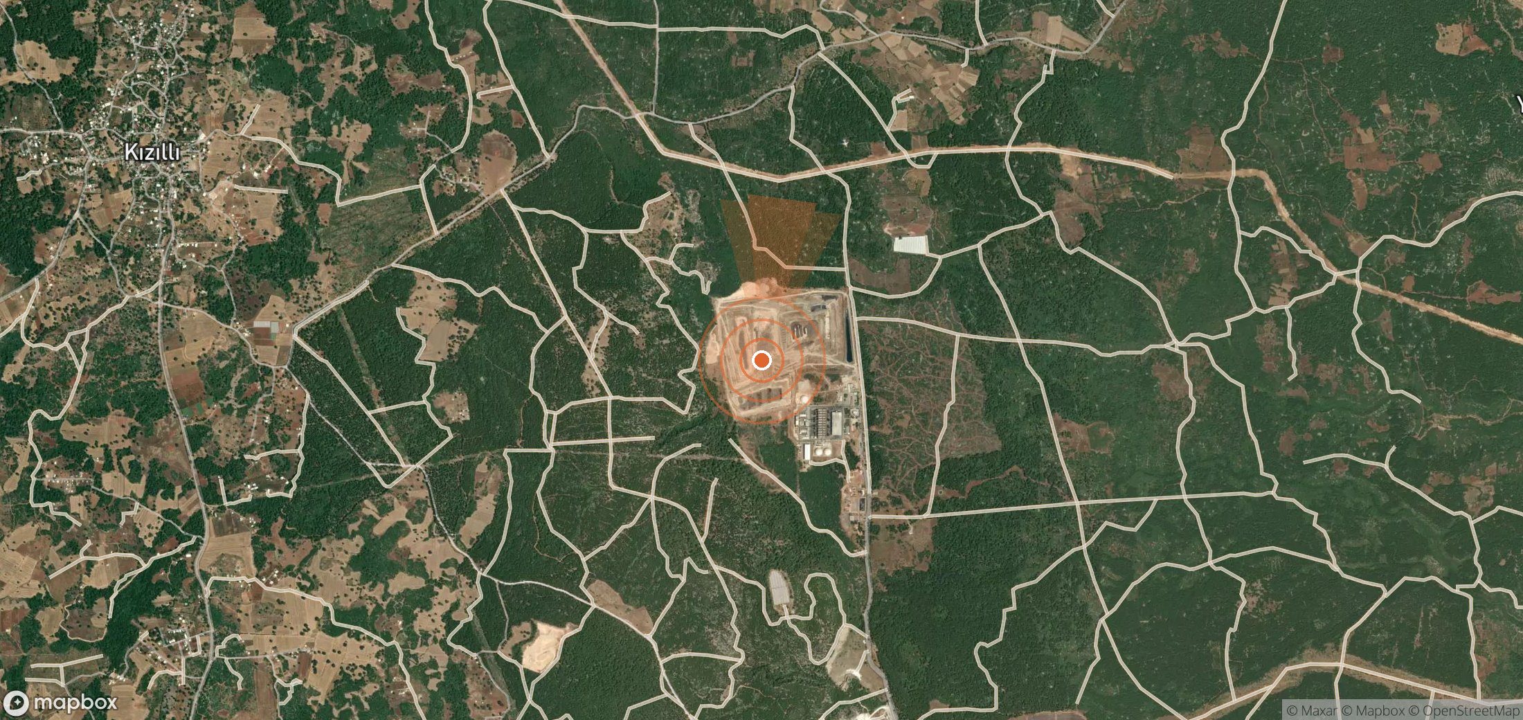 Mapa satelital de plumas de metano en Turquía
