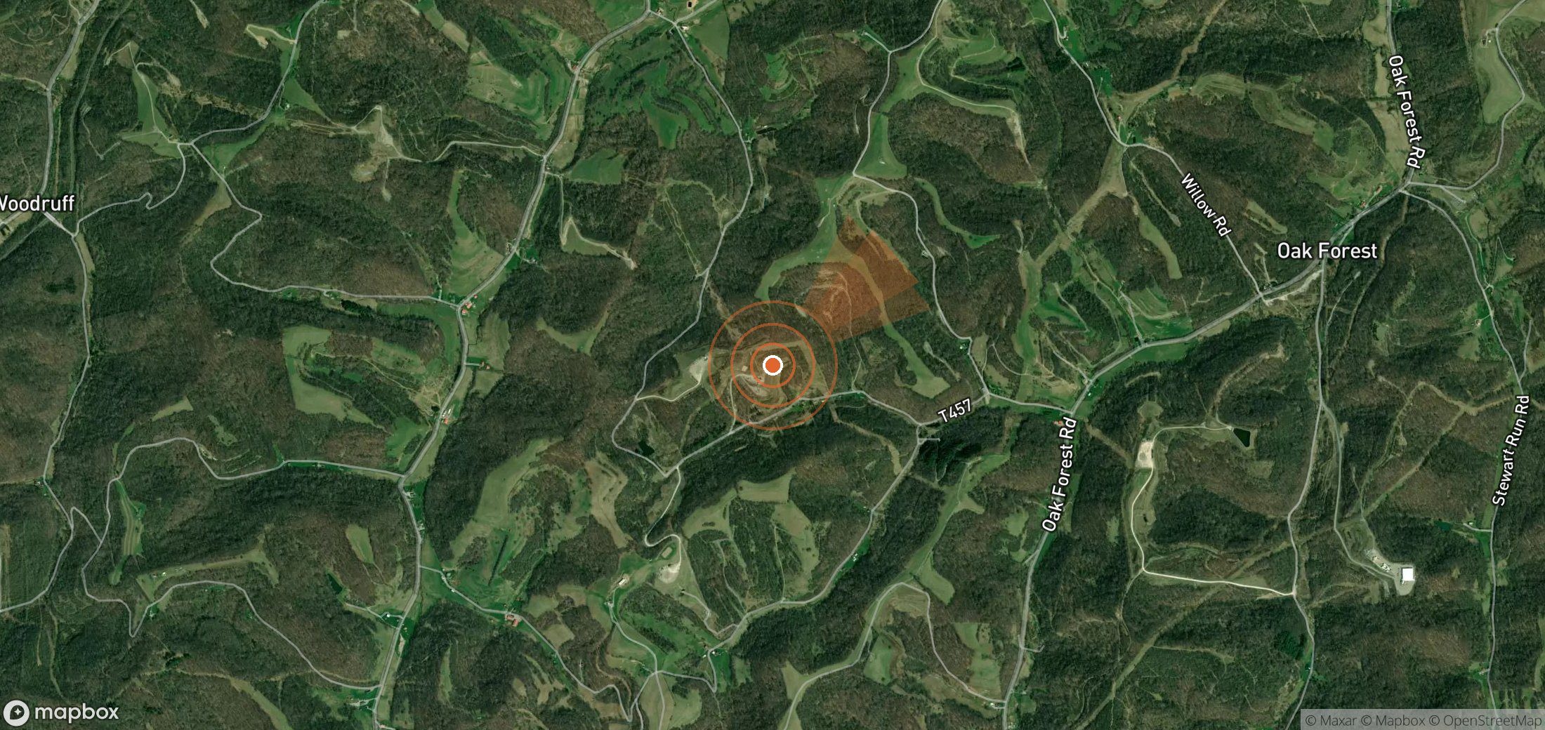 Satellite map of methane plume locations in United States