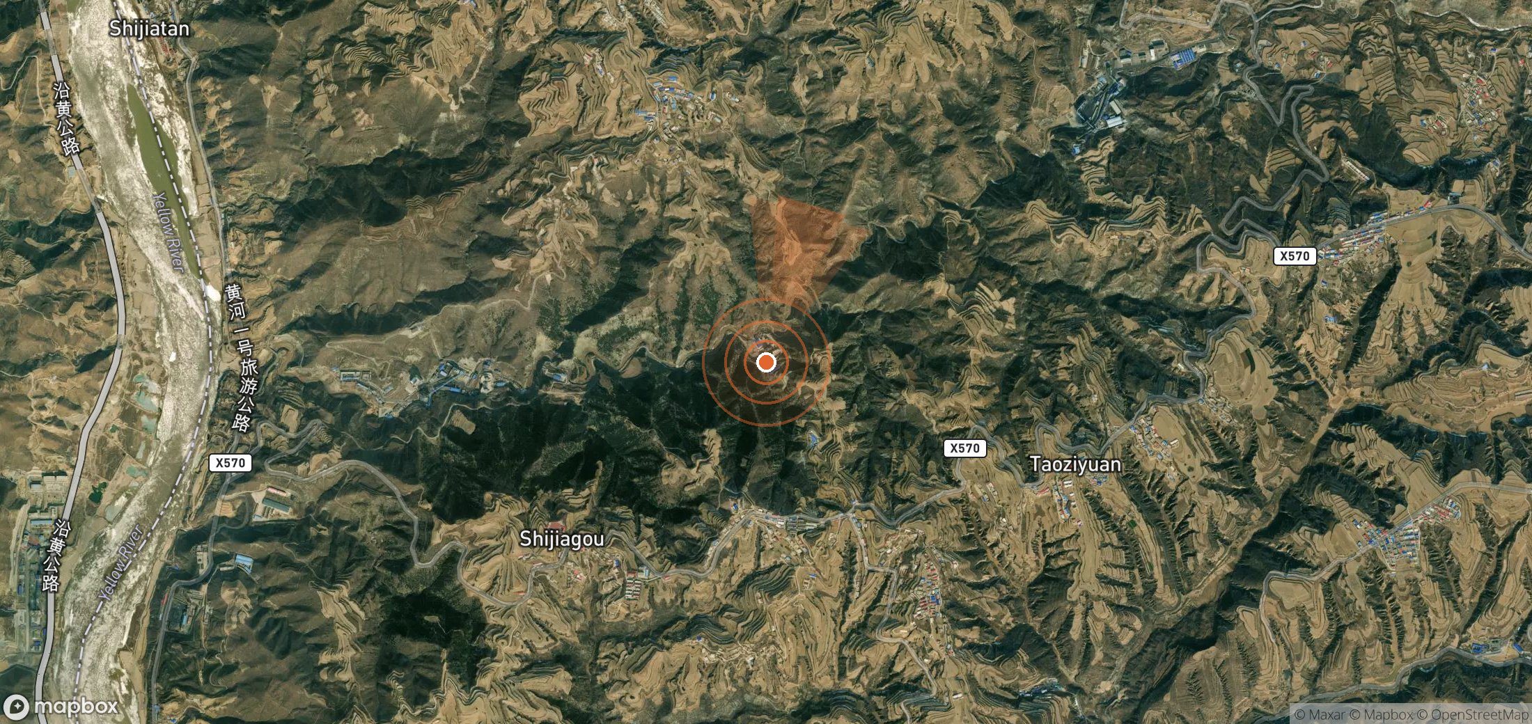 Satellite map of methane plume locations in China