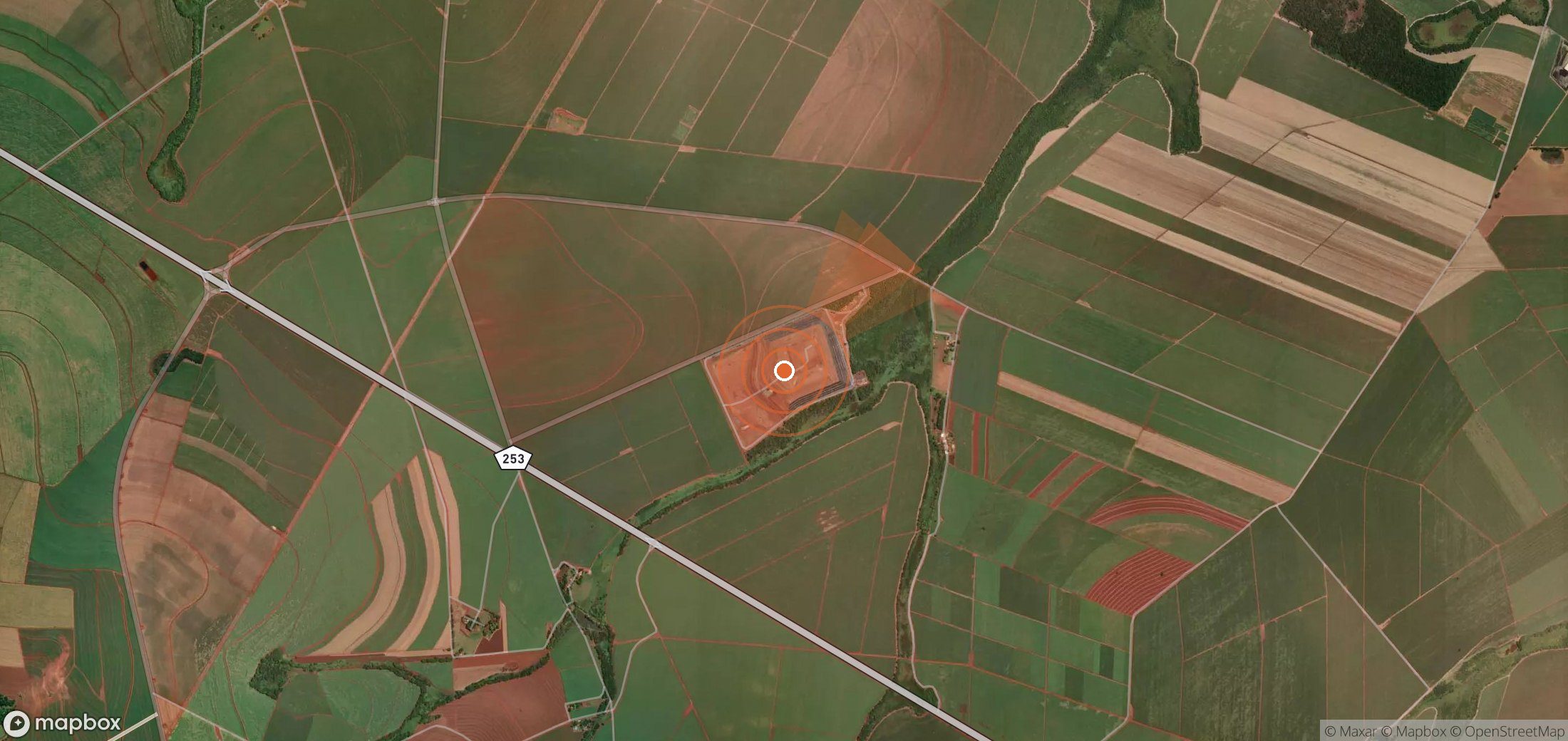 Satellite map of methane plume locations in Brazil