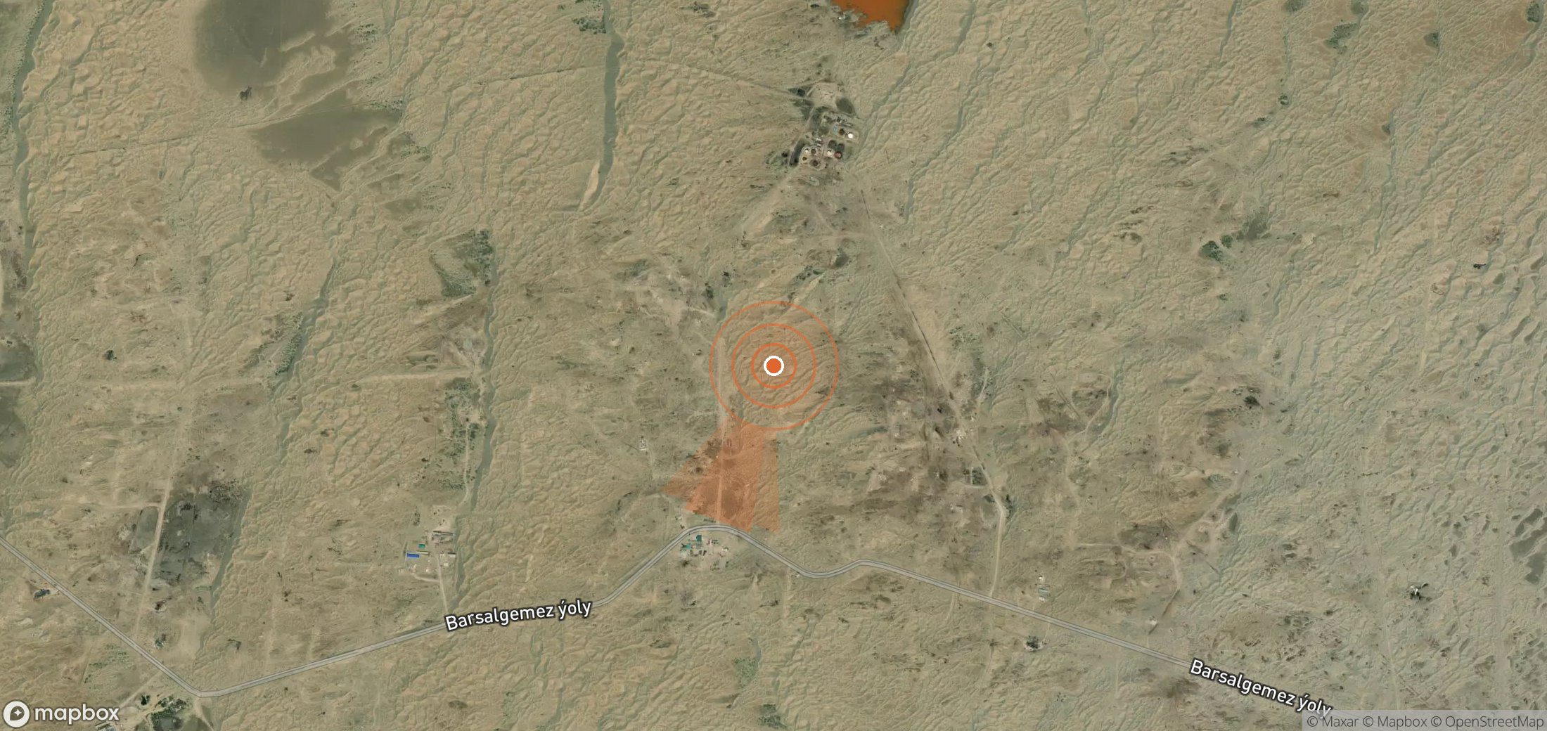 Mapa satelital de plumas de metano en Turkmenistán