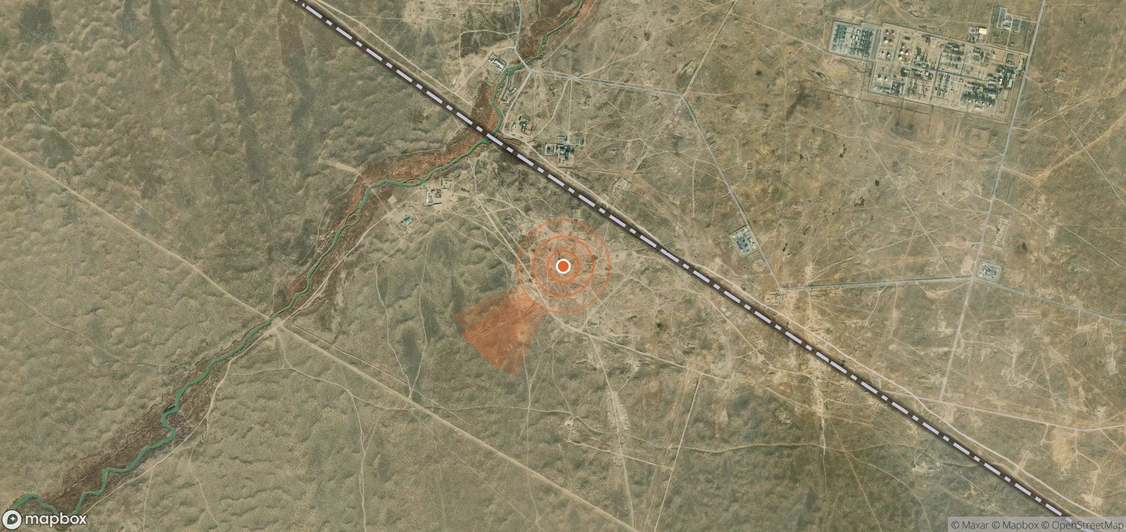 Mapa satelital de plumas de metano en Turkmenistán