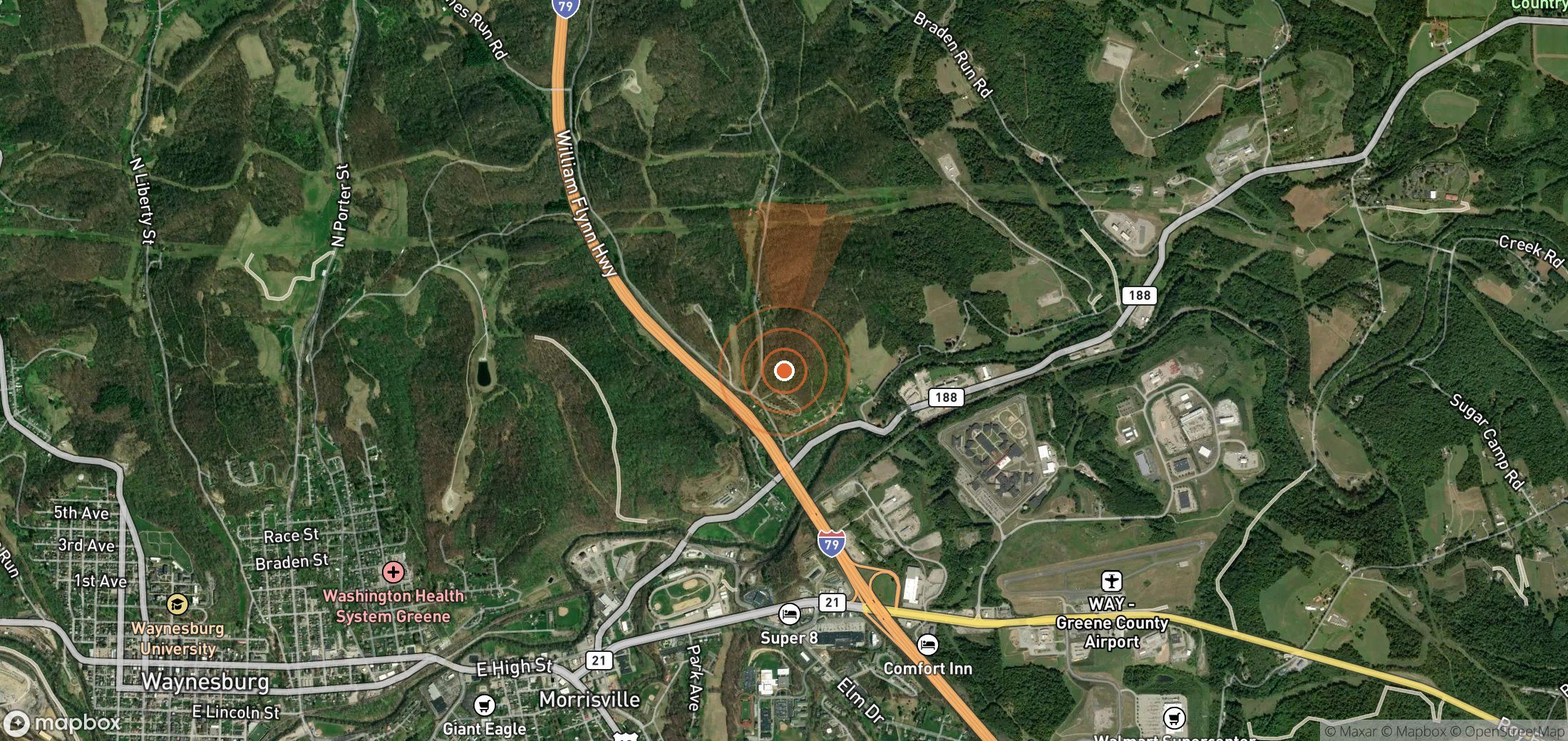 Satellite map of methane plume locations in United States