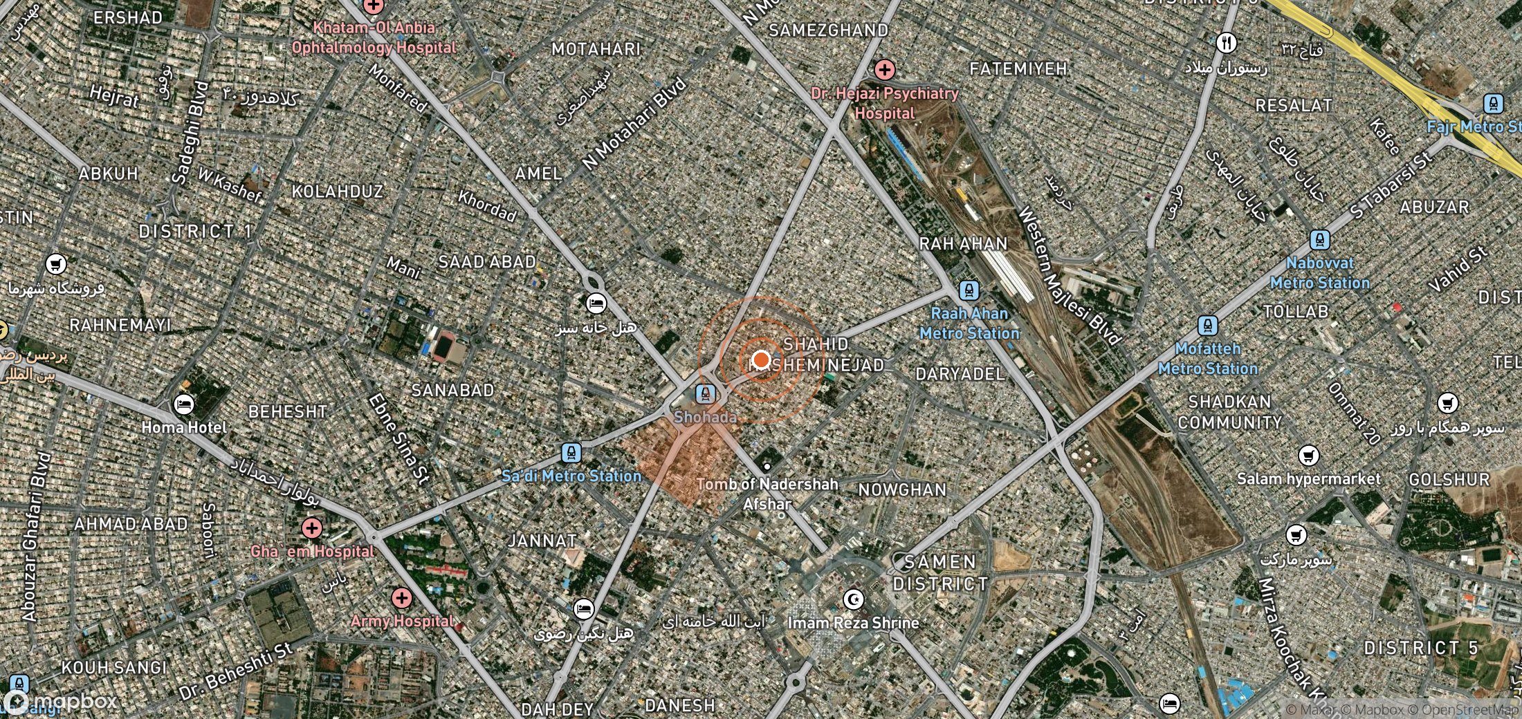 Satellite map of methane plume locations in Iran