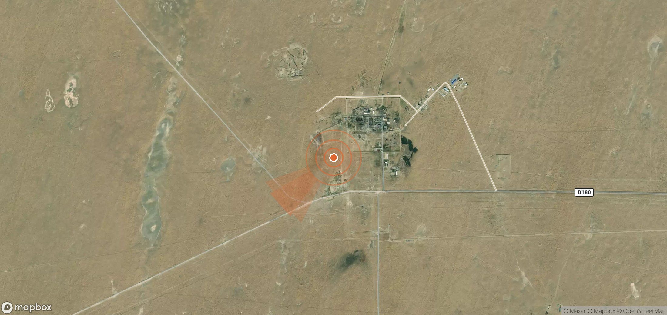 Satellite map of methane plume locations in Uzbekistan