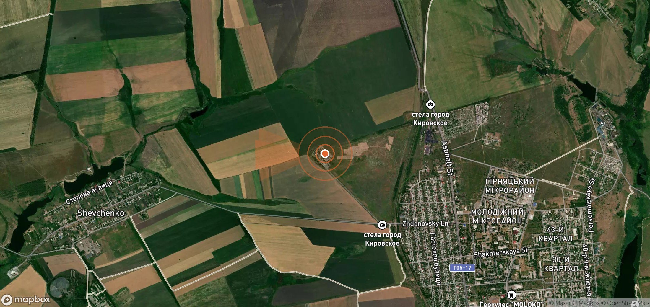 Satellite map of methane plume locations in Ukraine