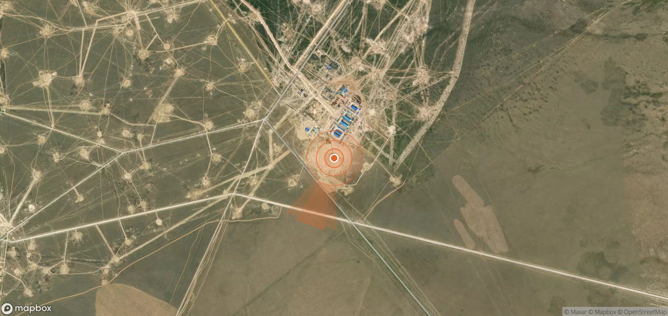 Satellite map of methane plume locations in Kazakhstan