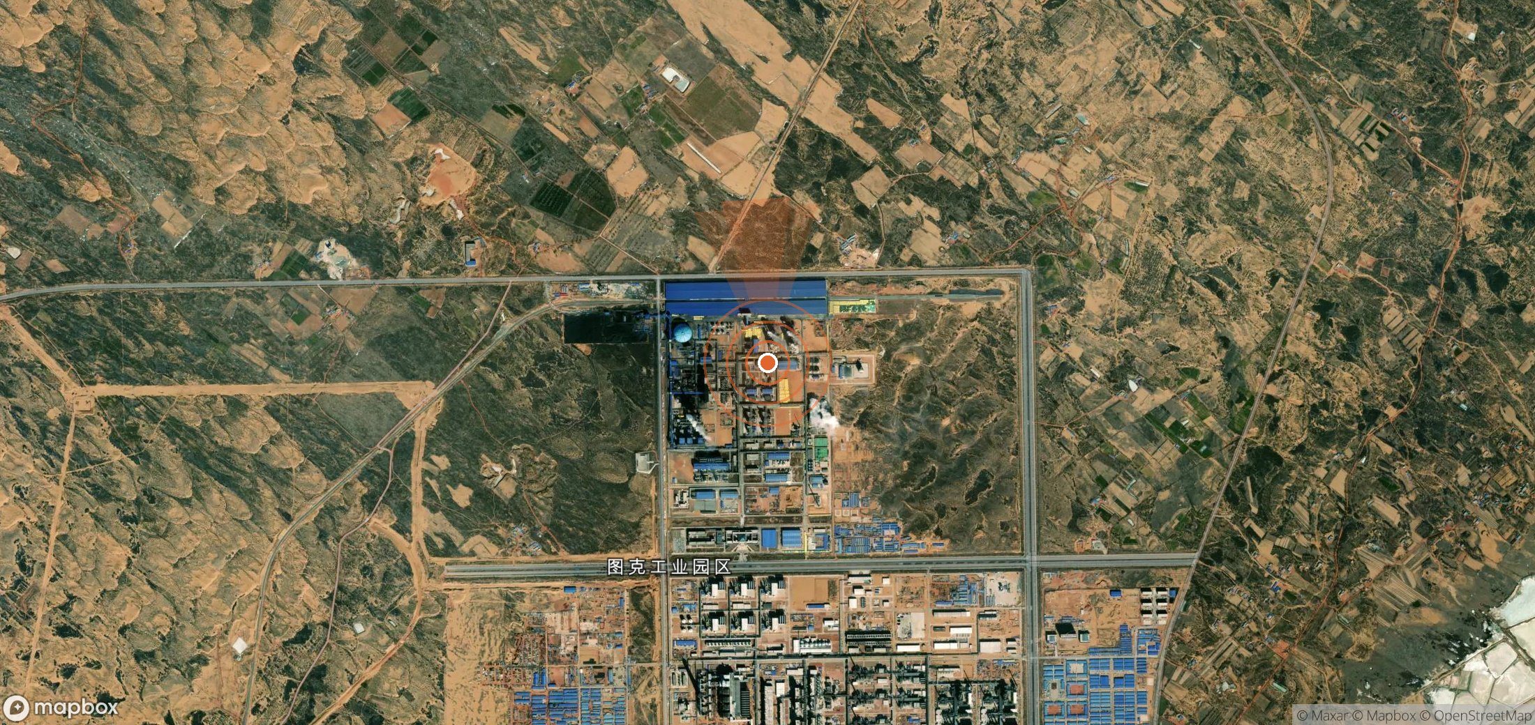Mapa satelital de plumas de metano en China