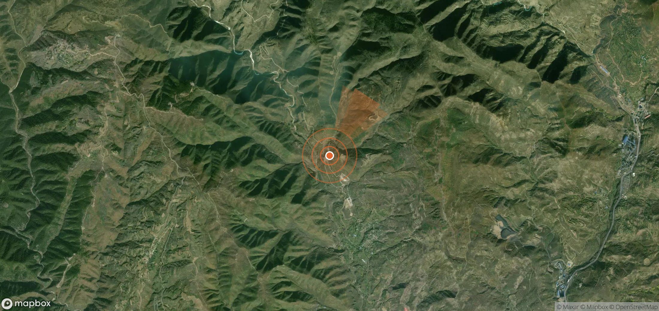 Satellite map of methane plume locations in China