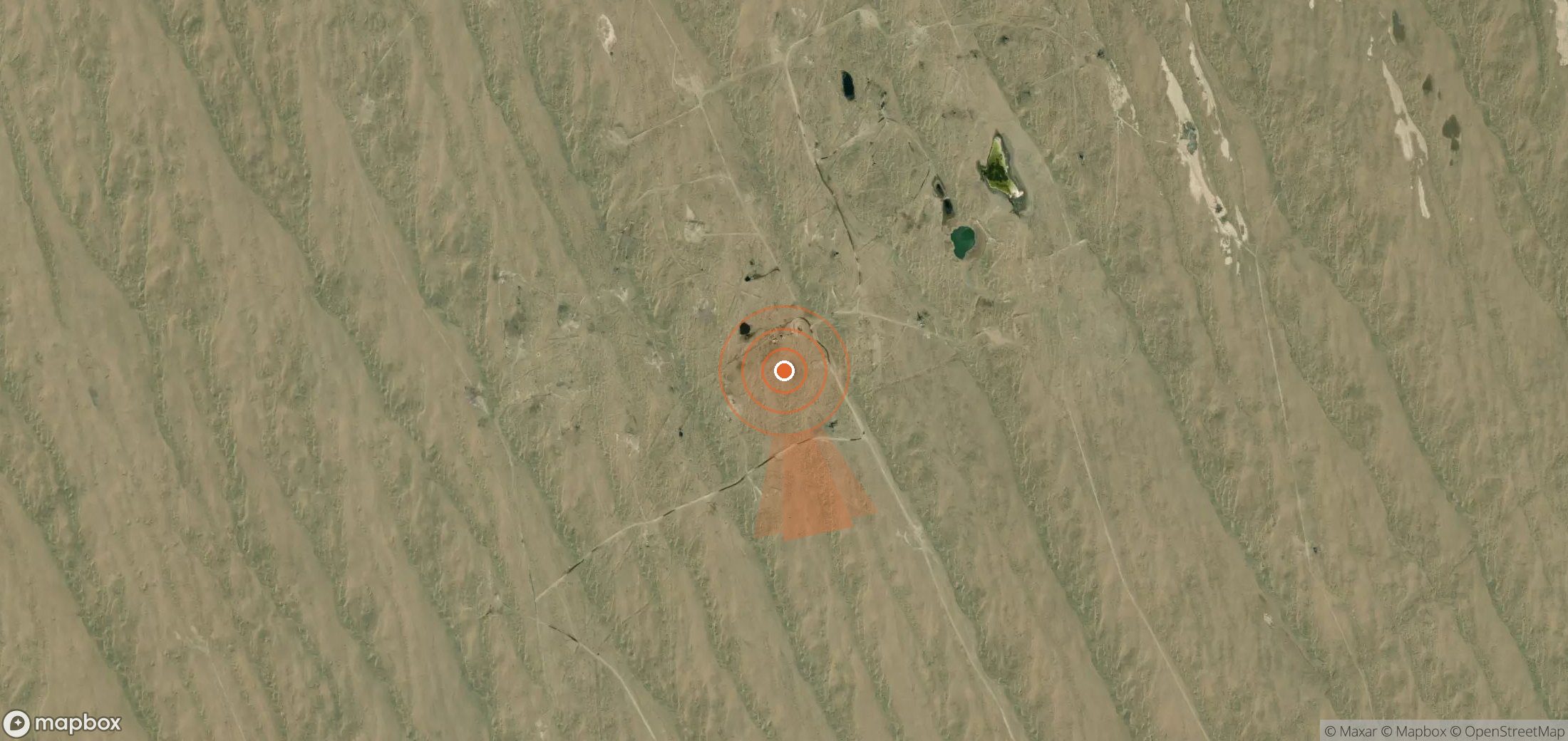Mapa satelital de plumas de metano en Turkmenistán