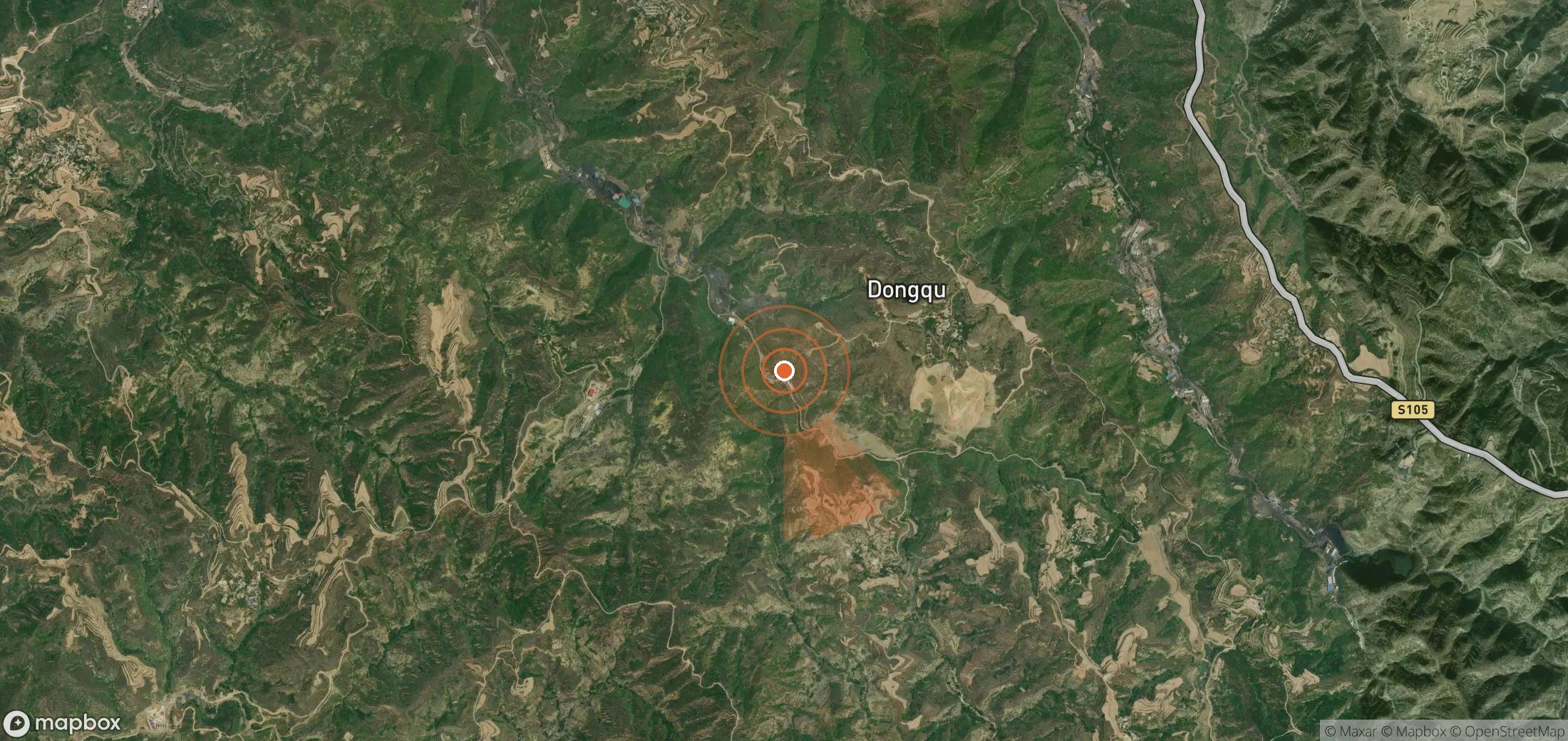 Mapa satelital de plumas de metano en China
