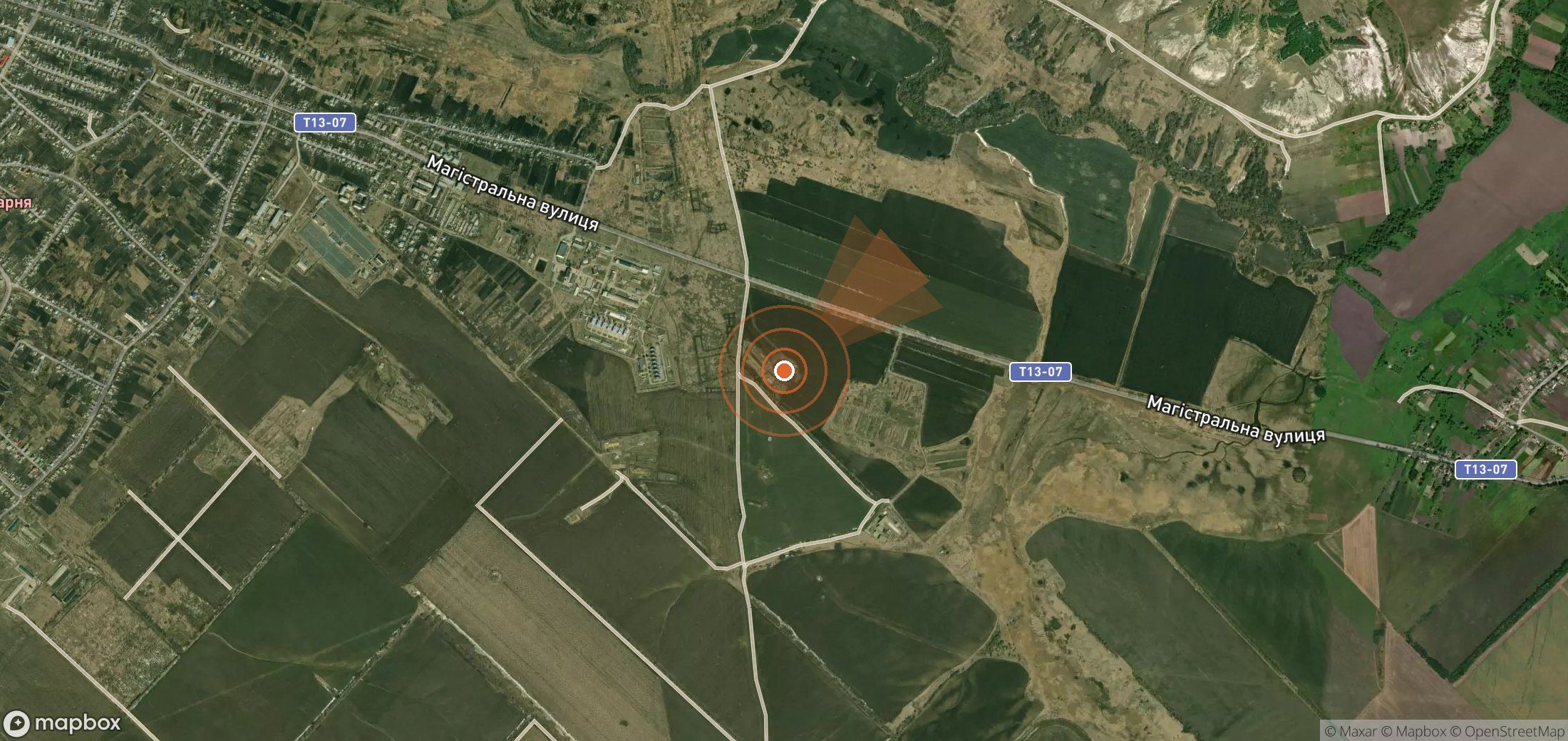 Satellite map of methane plume locations in Ukraine
