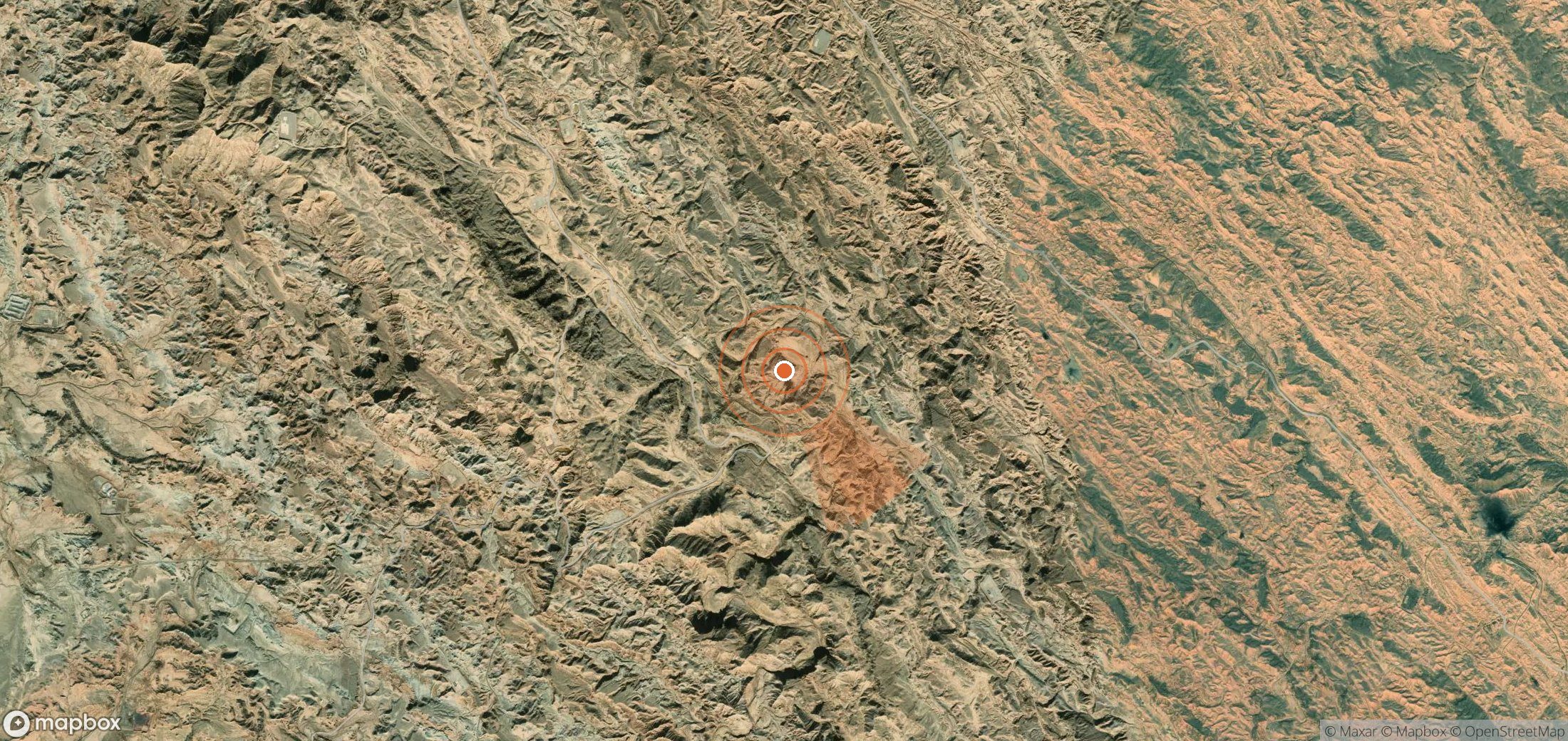 Mapa satelital de plumas de metano en Irán