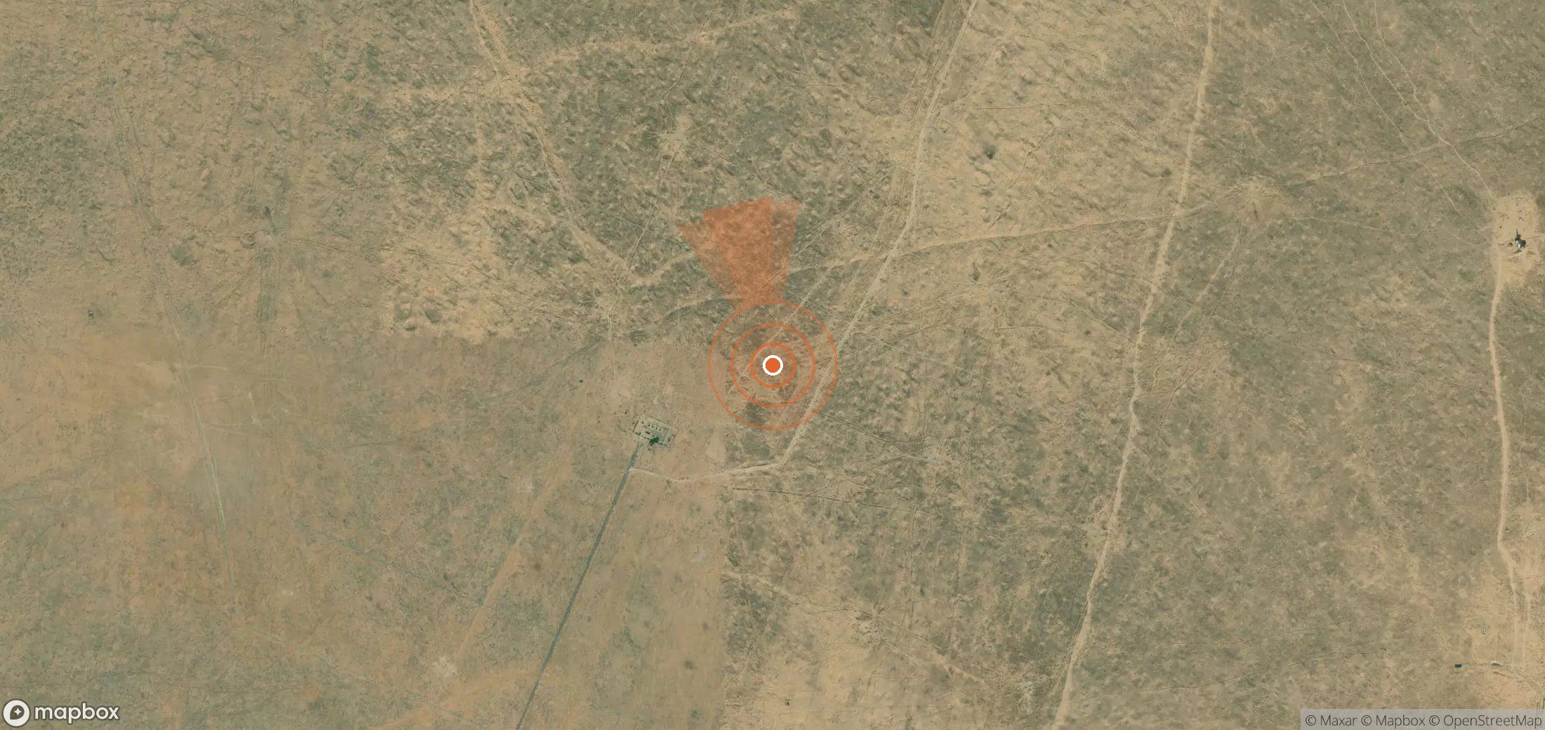 Mapa satelital de plumas de metano en Turkmenistán