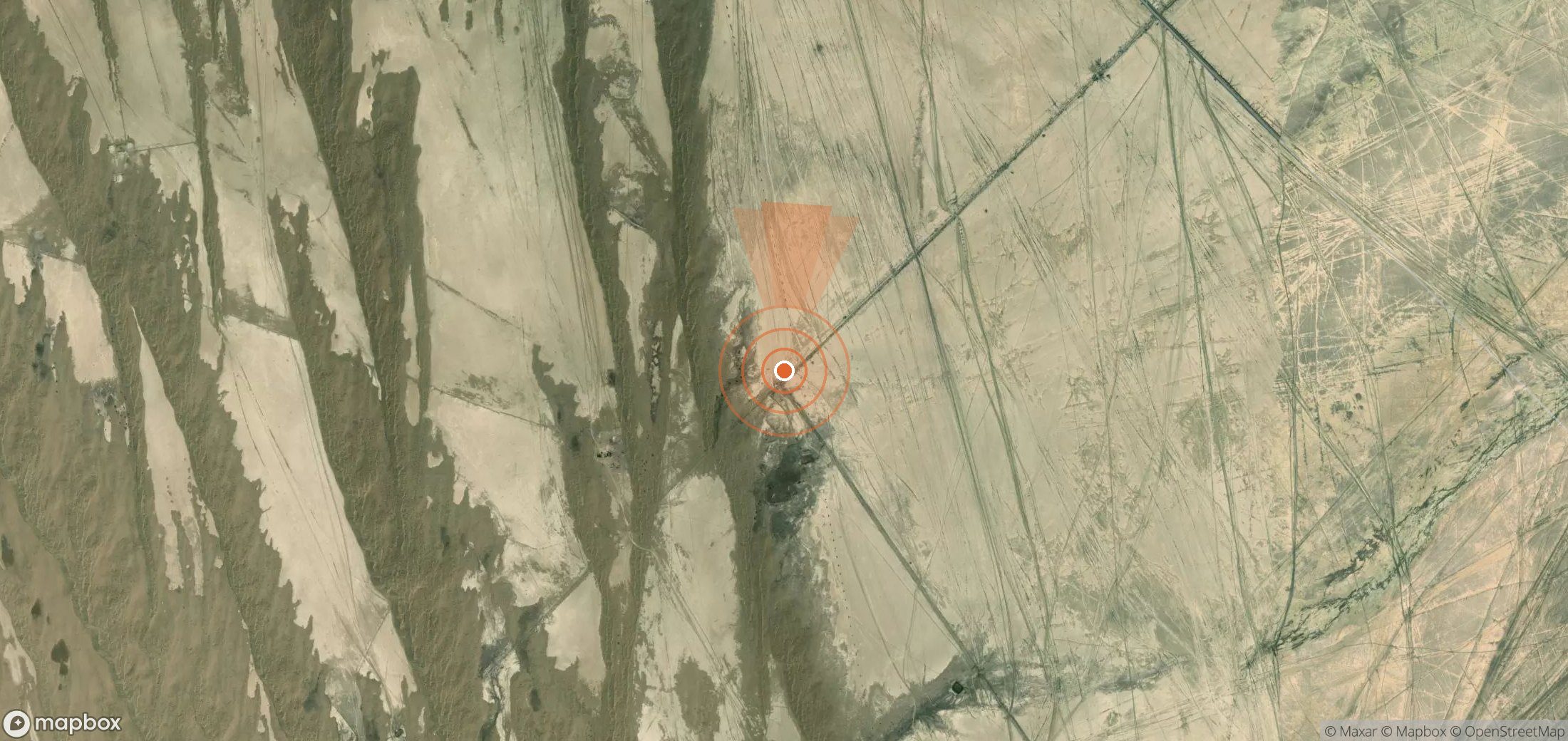 Satellite map of methane plume locations in Turkmenistan