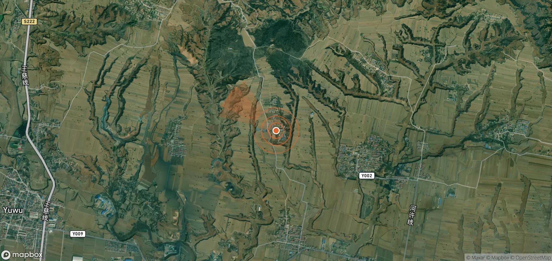 Satellite map of methane plume locations in China