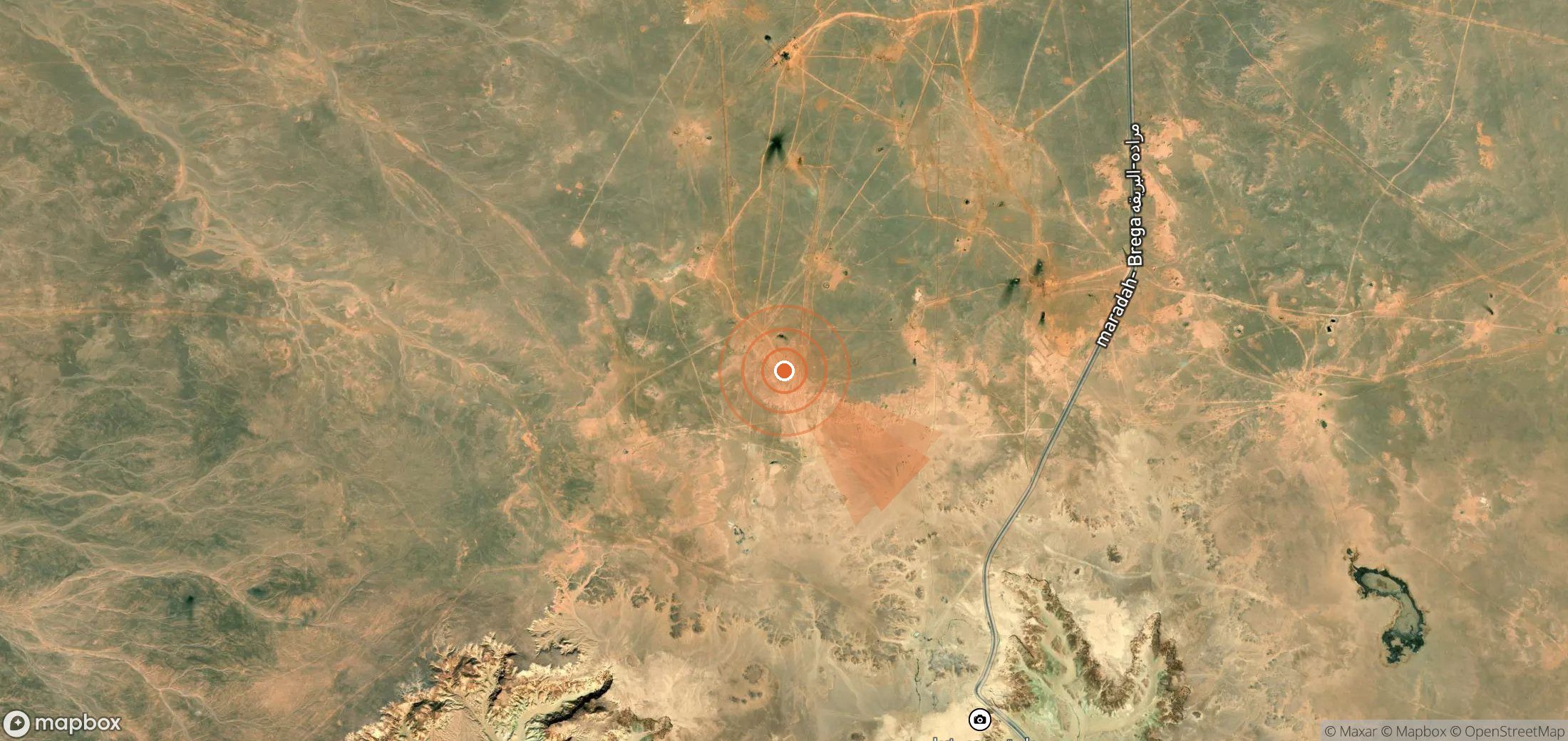 Mapa satelital de plumas de metano en Libia