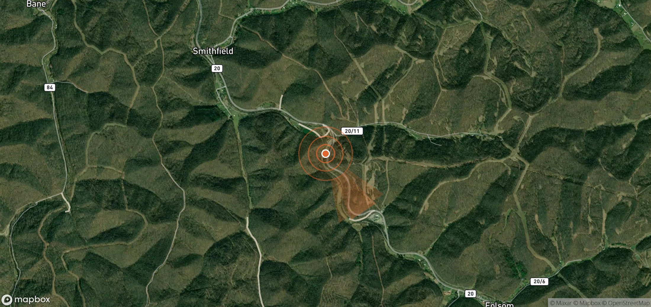 Mapa satelital de plumas de metano en Estados Unidos