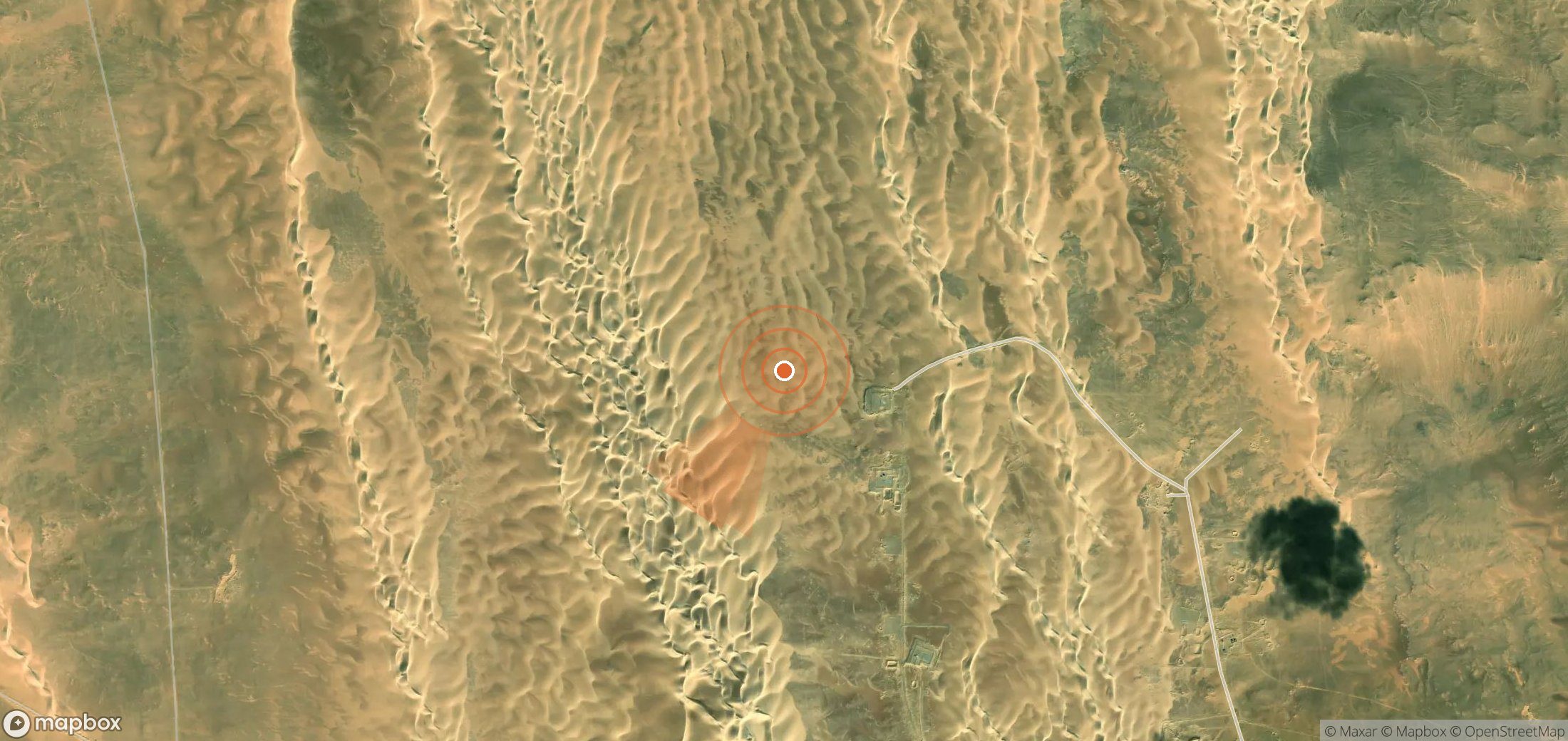 Satellite map of methane plume locations in Egypt
