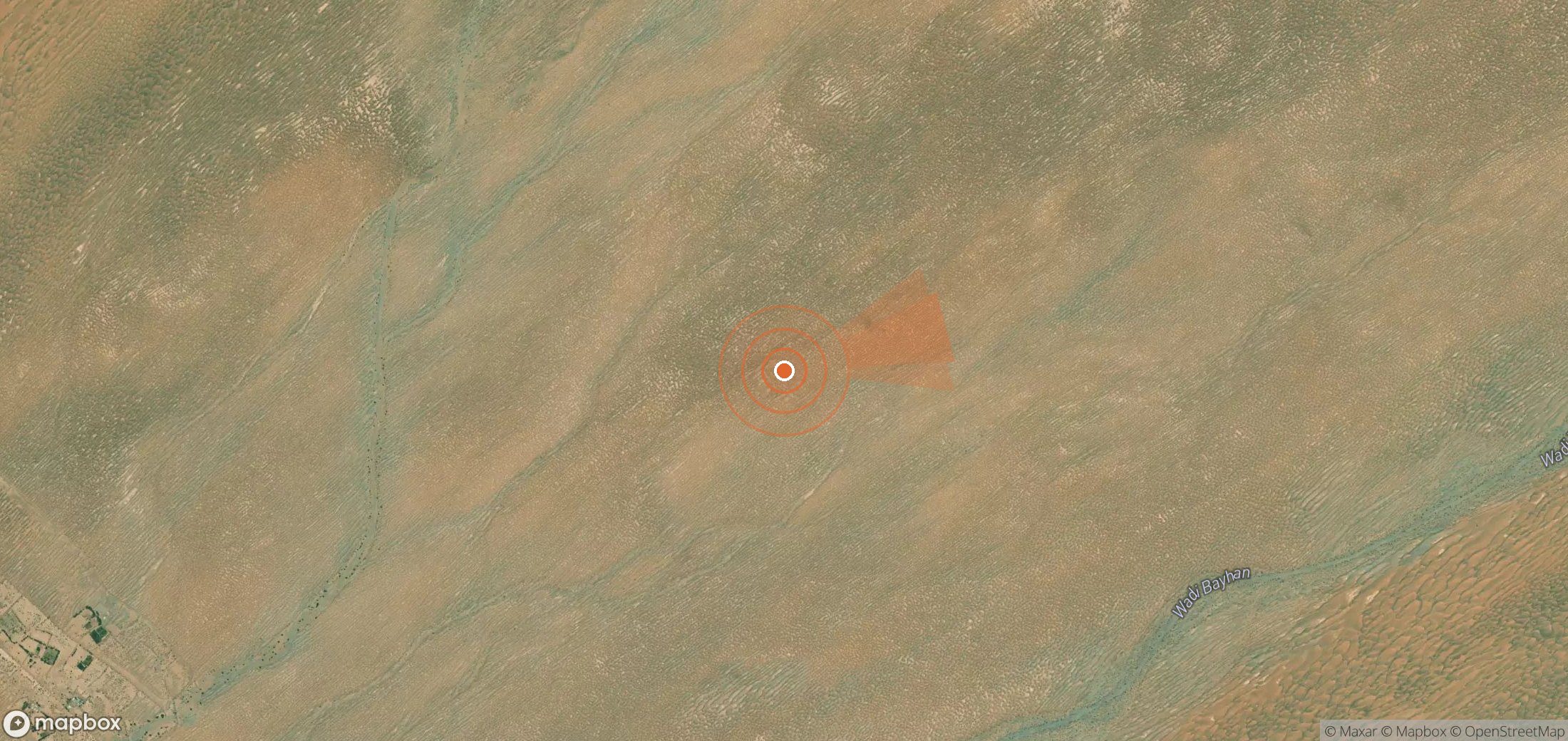 Mapa satelital de plumas de metano en Yemen