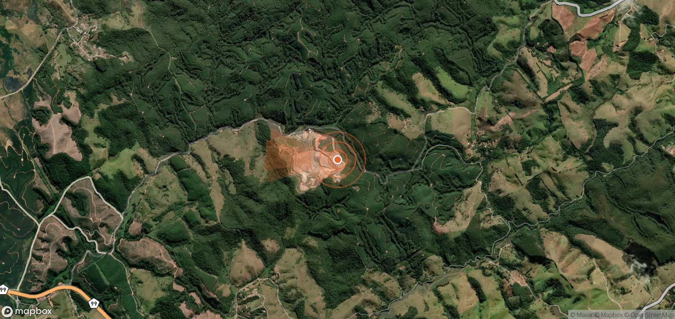 Satellite map of methane plume locations in Brazil