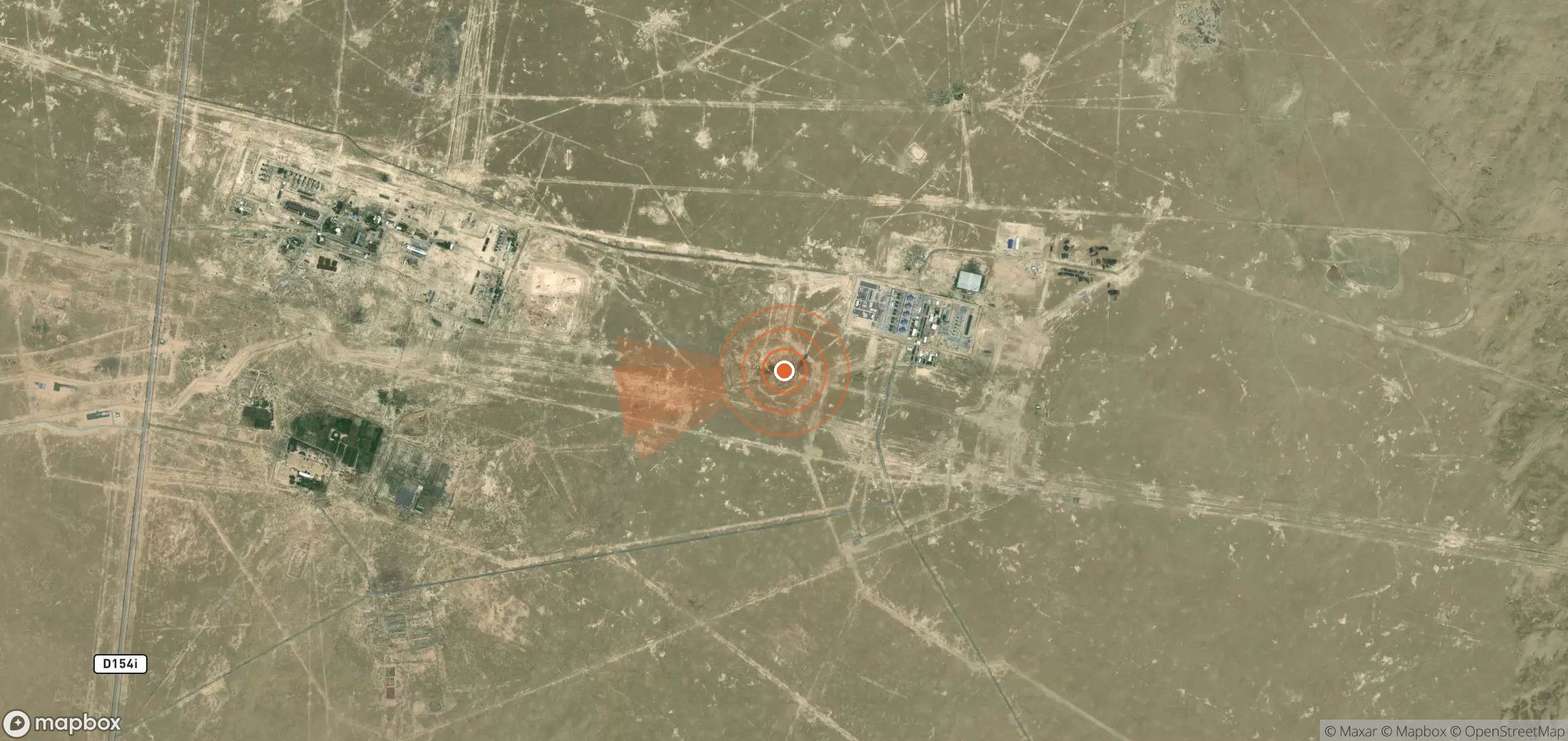Mapa satelital de plumas de metano en Uzbekistán